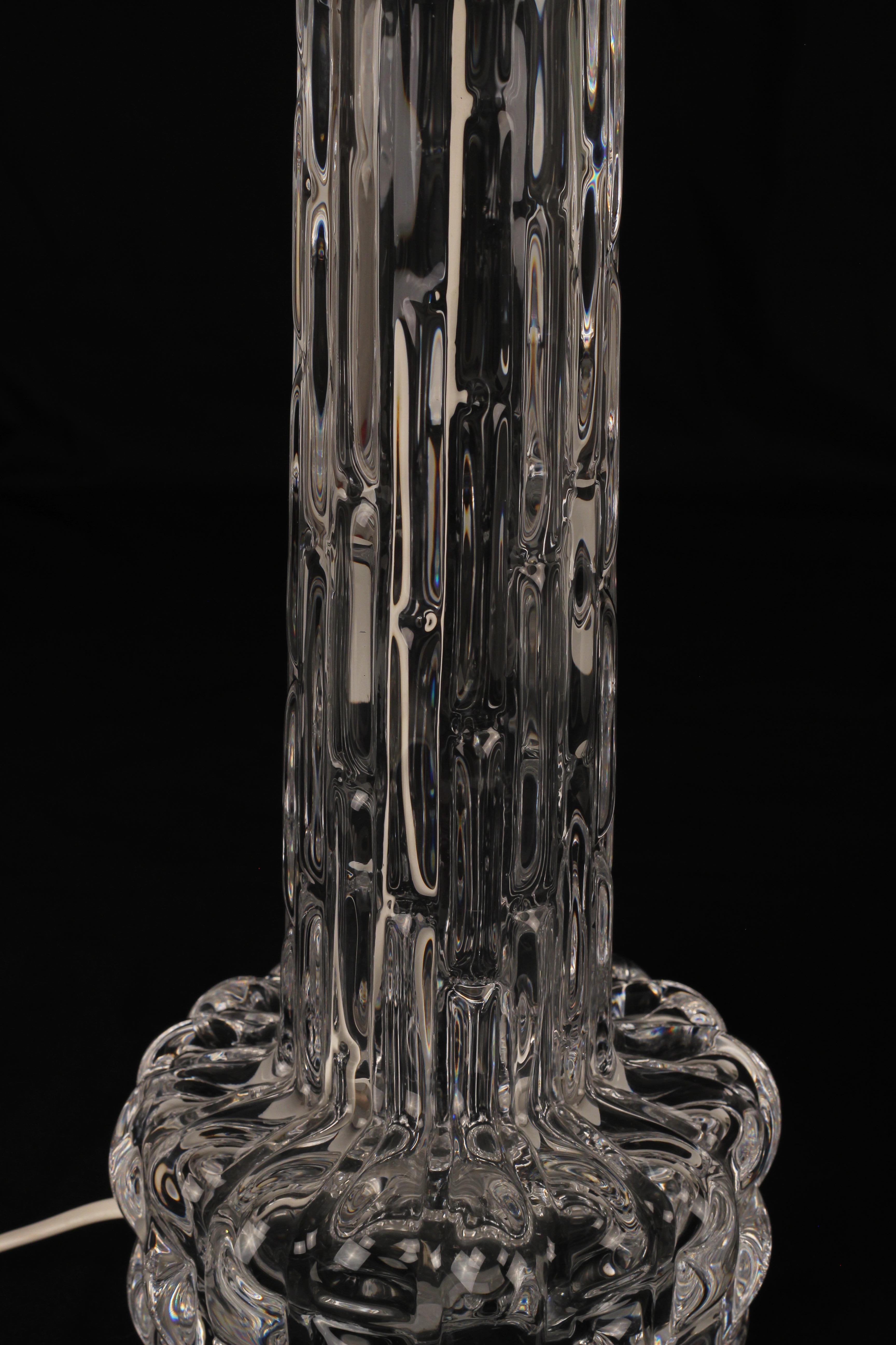 Orrefors Glass Table Light Model Rd by Carl Fagerlund Resembling Frozen Water For Sale 1