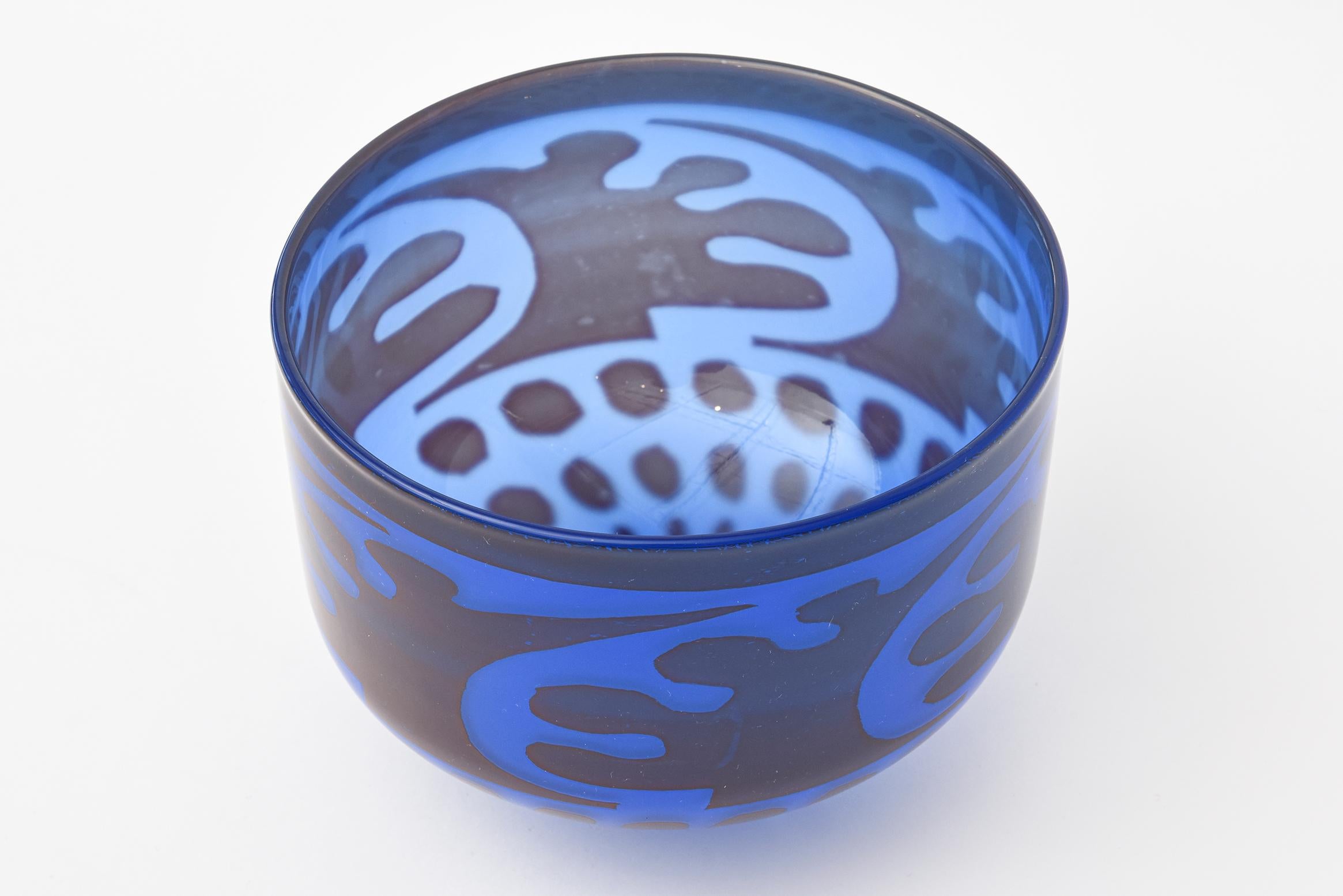 orrefors blue glass bowl