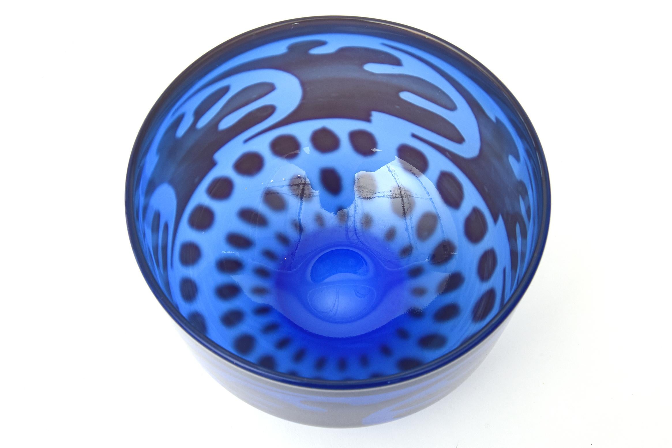 orrefors blue glass bowl