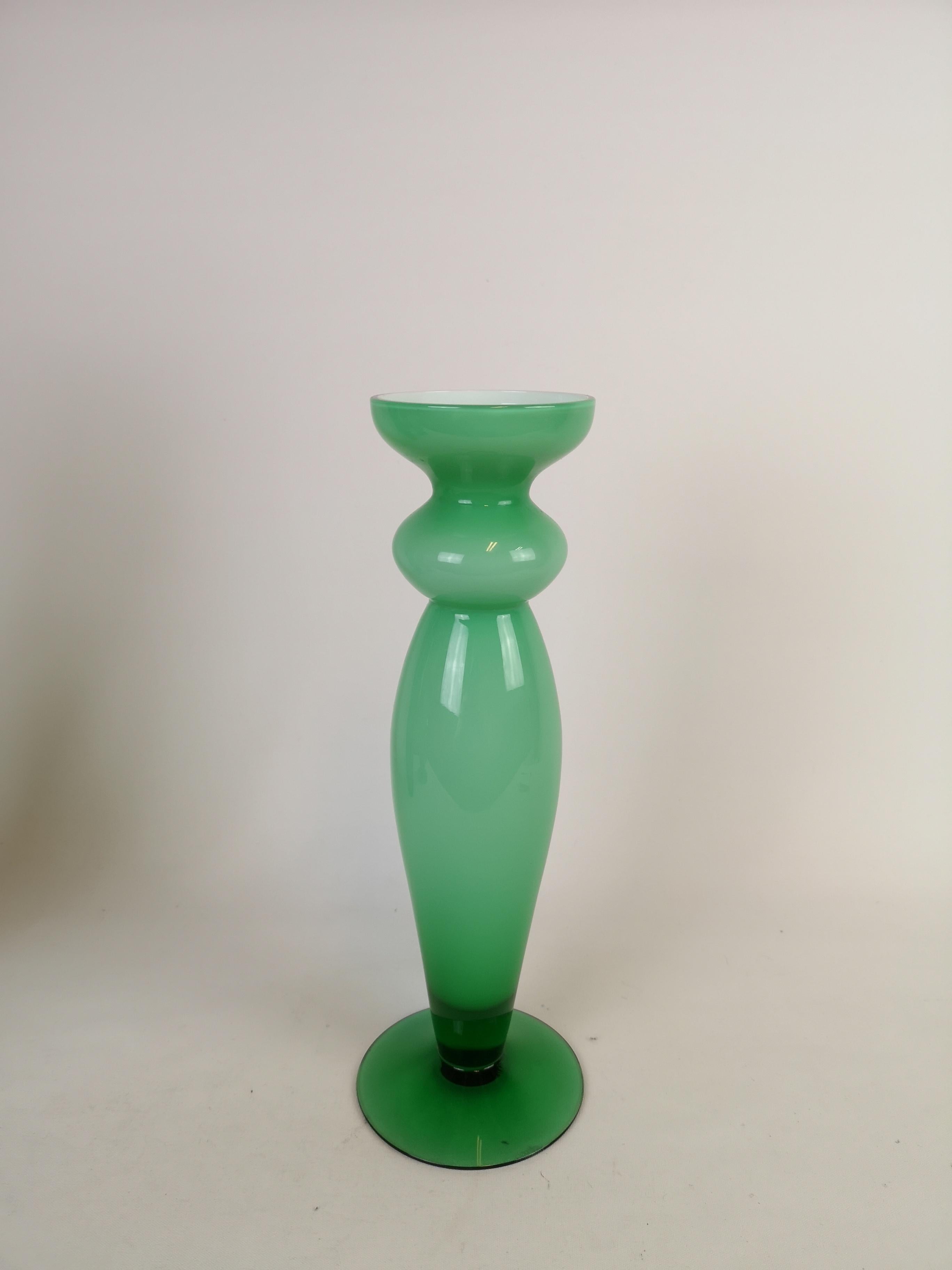 Art Glass Orrefors Green Glass Set of 3 Pieces, Sweden For Sale