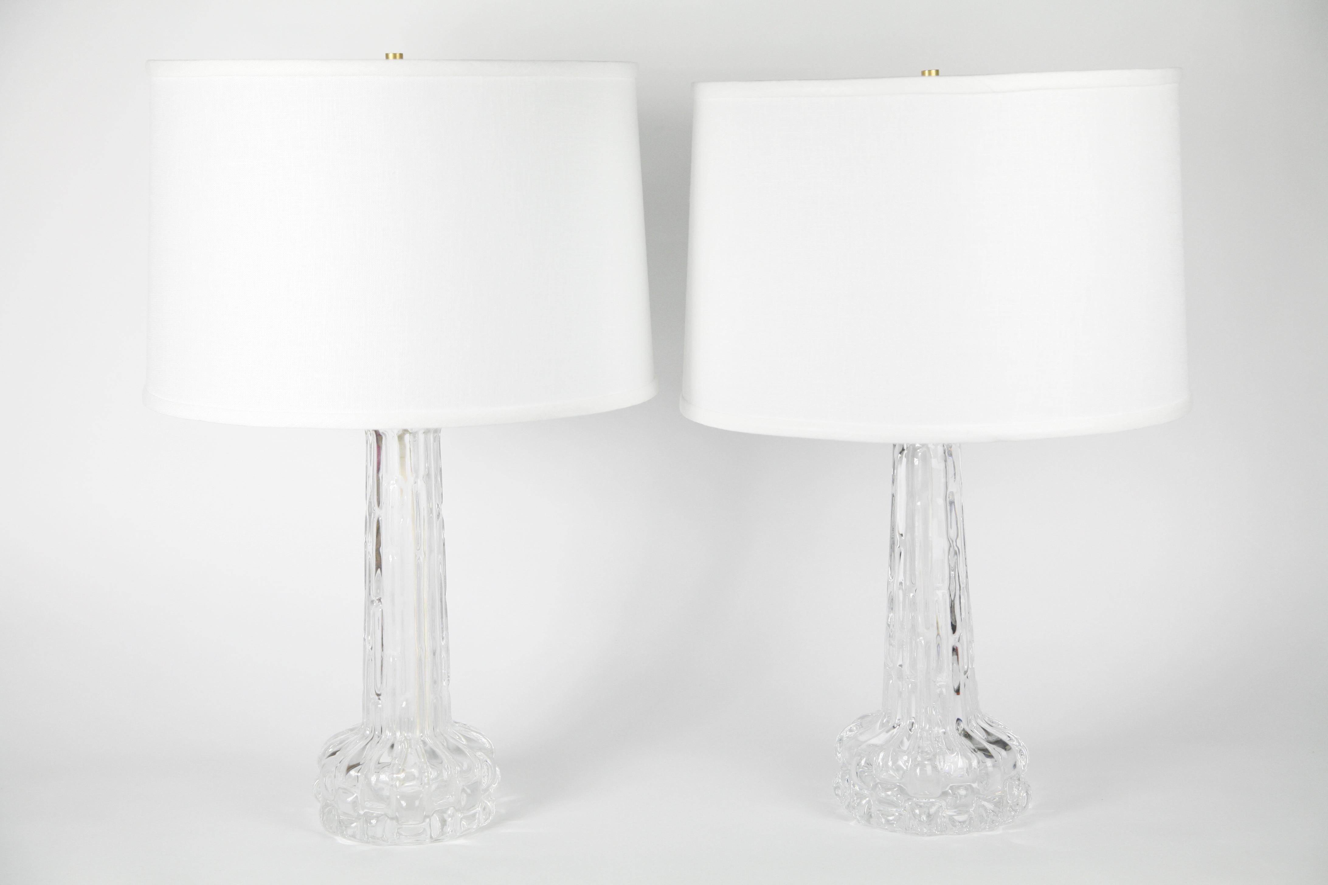 Lampade Orrefors in cristallo trasparente con motivo a forma di organo, Svezia, 1970 in vendita 5