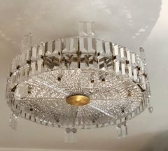 Orrefors Large Crystal Chandelier Mid-Century Modern