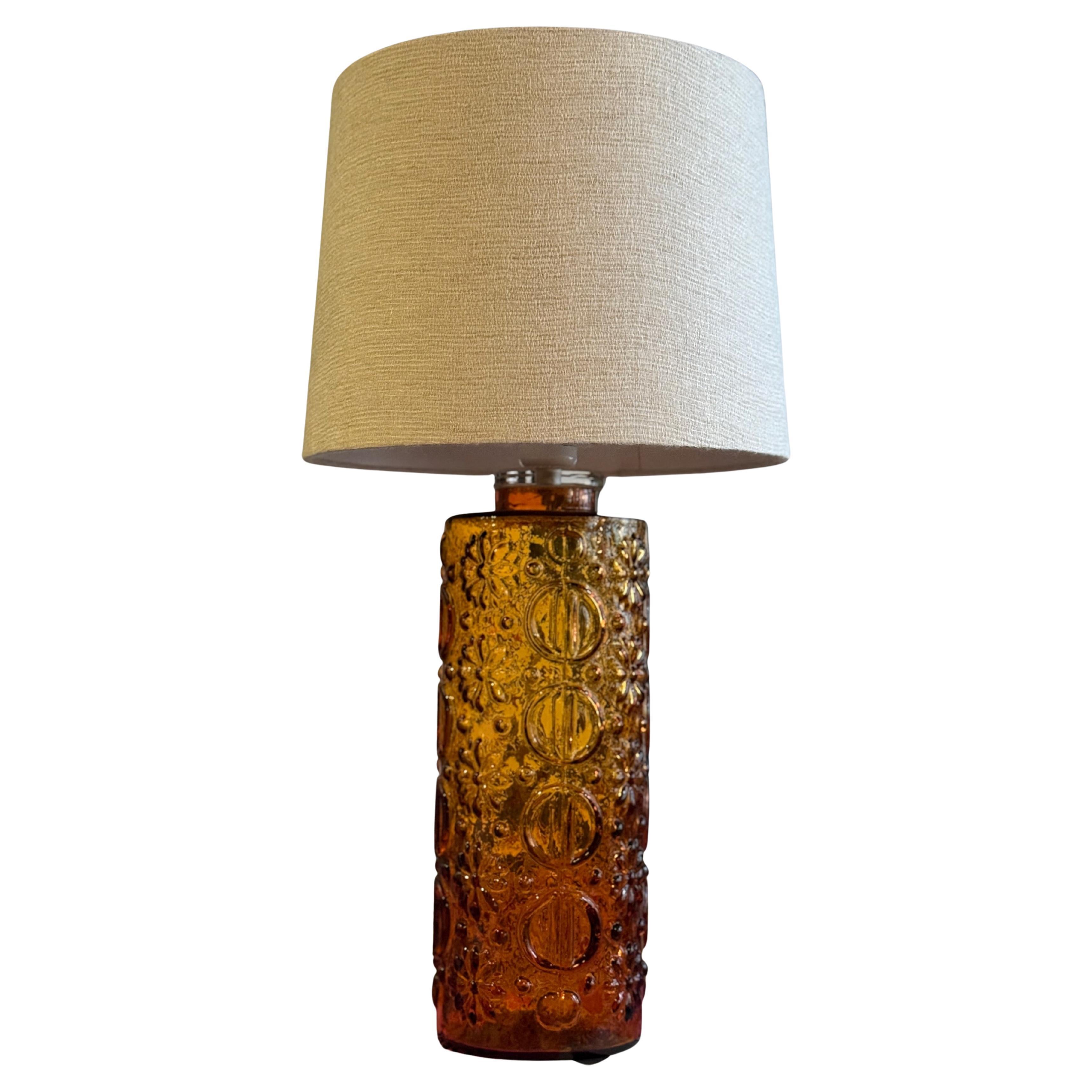 Orrefors Large Swedish Mid-Century Table Lamp in Amber Colored Glass. 1960
s.