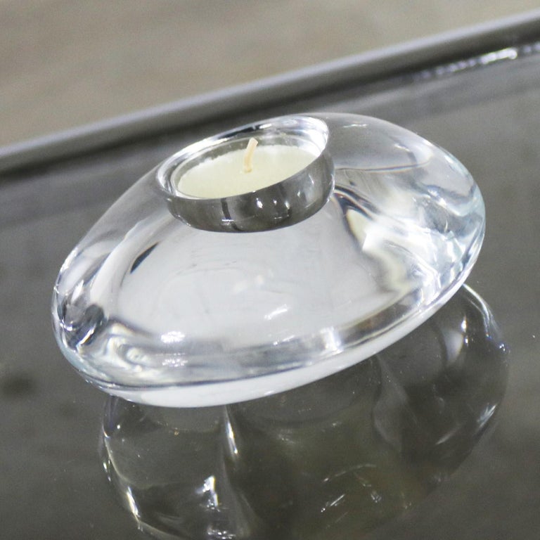 Orrefors Lightstone River Rock Votive Tealight Candle Holder by Lena