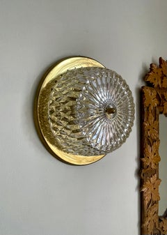 Midcentury Modern Wall Sconce by Orrefors & Lyfa, Brass & Glass