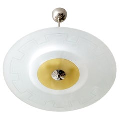 Orrefors "Meander" Hand and Acid Etched Chandelier Nickel Stem Sweden