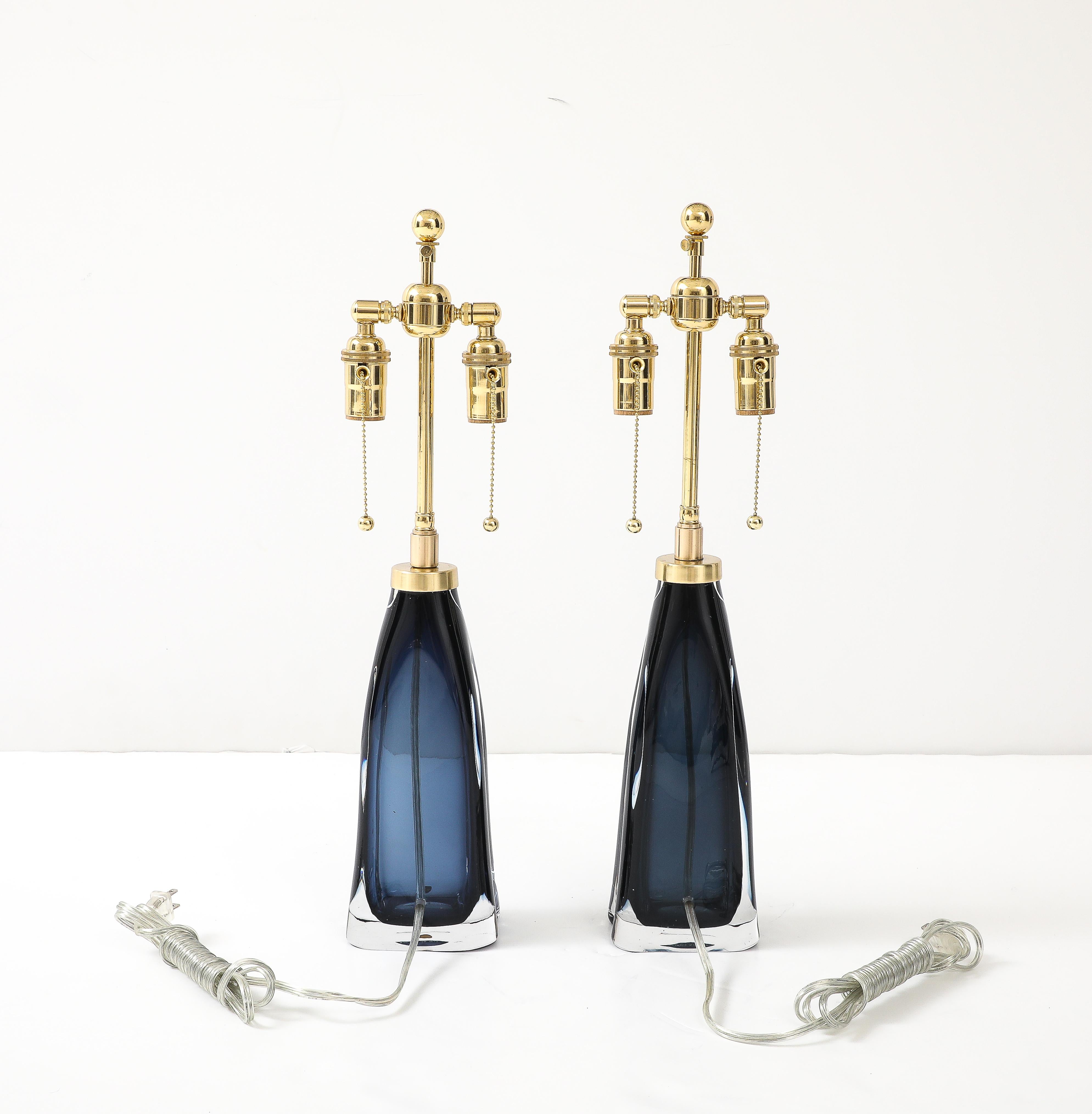 Lampada in cristallo blu notte Orrefors di Carl Fagerlund in vendita 3