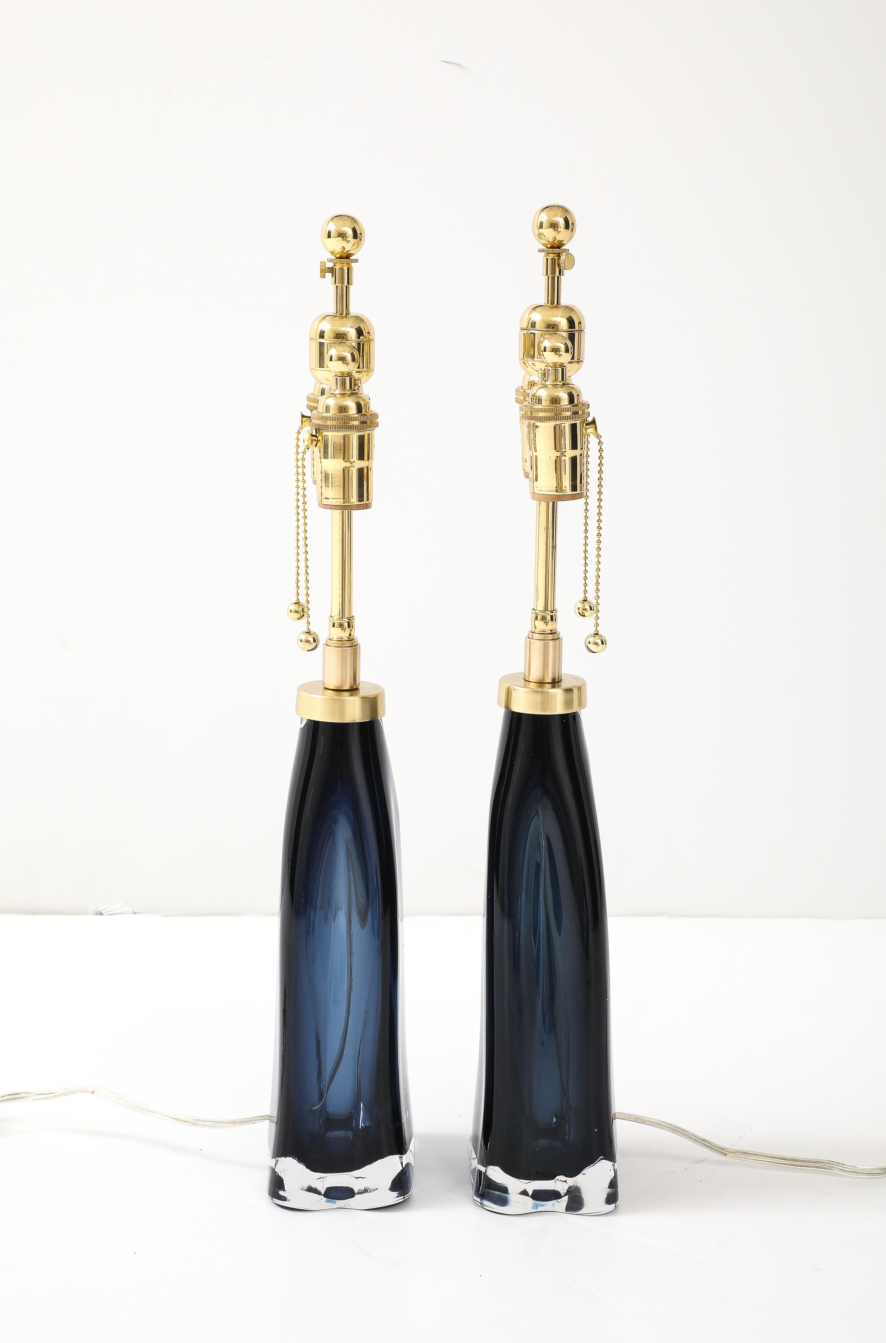 Svedese Lampada in cristallo blu notte Orrefors di Carl Fagerlund in vendita