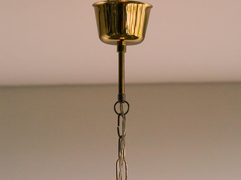 Orrefors Pressed Glass and Brass Pendant For Sale 3