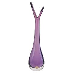 Orrefors Vase en verre Sommerso violet, style scandinave du milieu du siècle dernier
