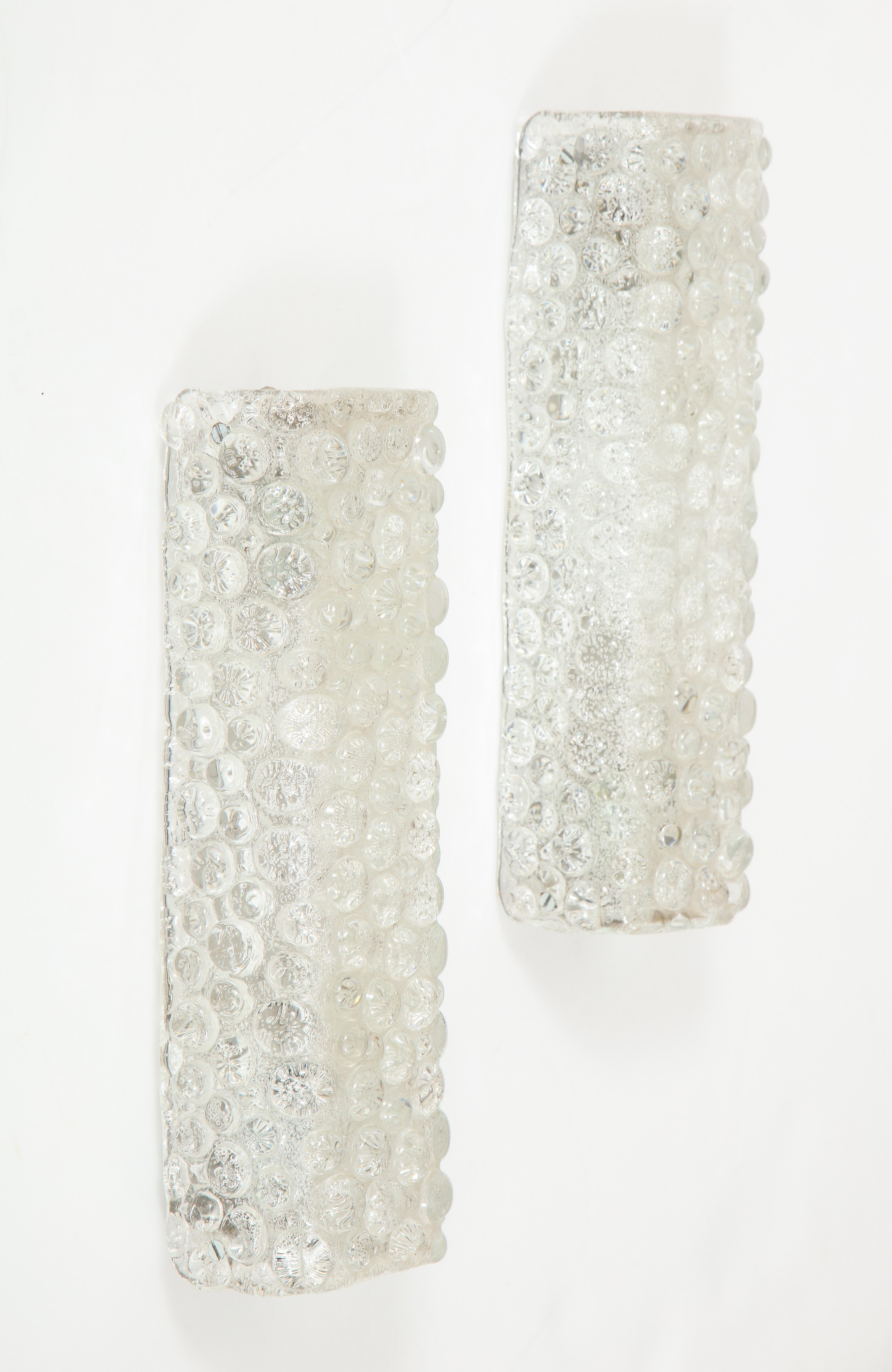 Orrefors Rectangular Crystal Sconces In Excellent Condition In New York, NY