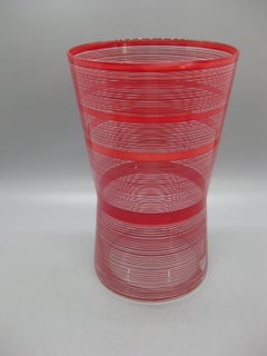 Vaso in vetro svedese Orrefors Red Stripe "Zwizz" di Ingengerd Raman Sweden