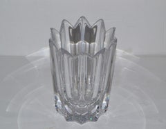 Orrefors Scandinavian Modern Lead Crystal Clear Fleur Vase Jan Johansson Sweden