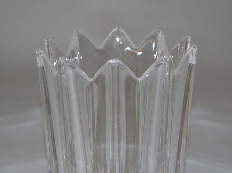 Orrefors Scandinavian Modern Lead Crystal Clear Fleur Vase Jan