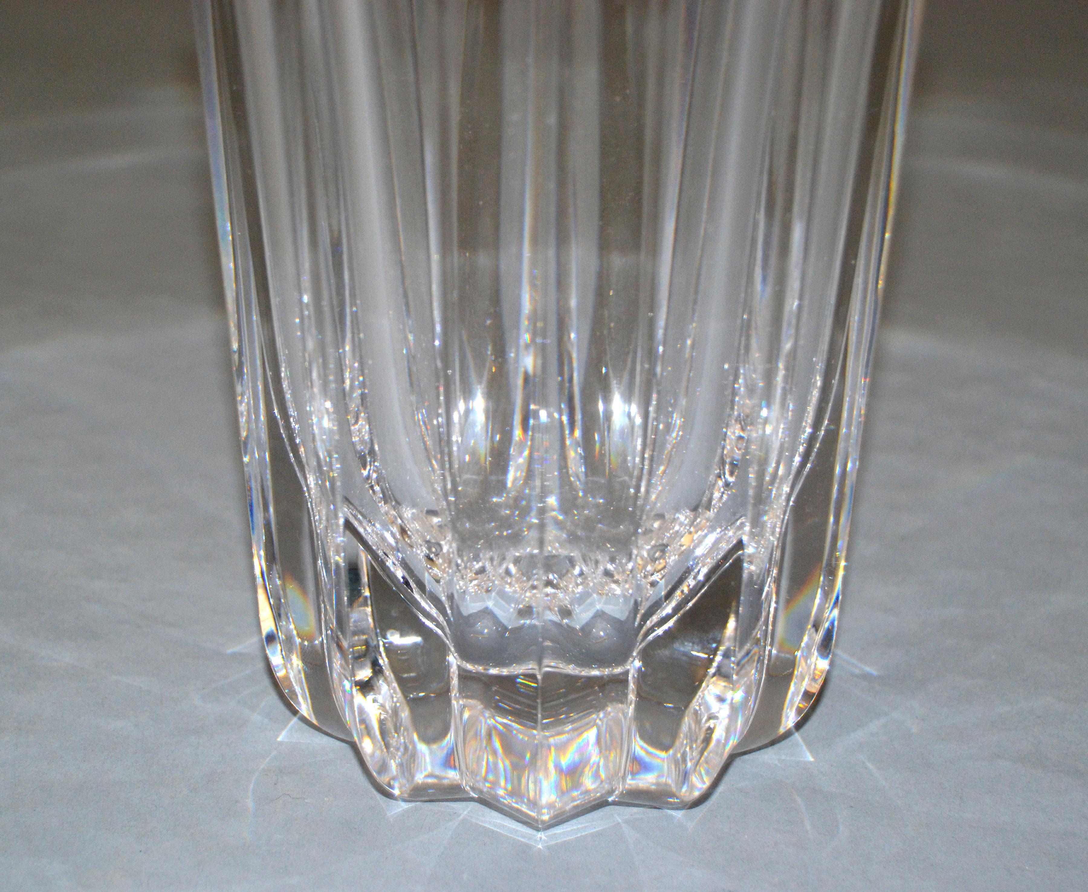 Hand-Crafted Orrefors Scandinavian Modern Lead Crystal Clear Fleur Vase Jan Johansson Sweden