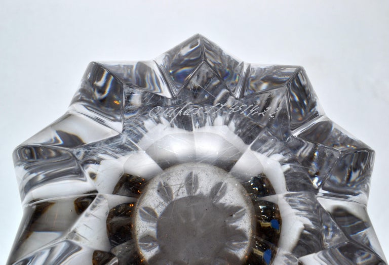 Orrefors Scandinavian Modern Lead Crystal Clear Fleur Vase Jan