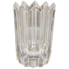 Orrefors Scandinavian Modern Lead Crystal Clear Fleur Vase Jan Johansson Sweden