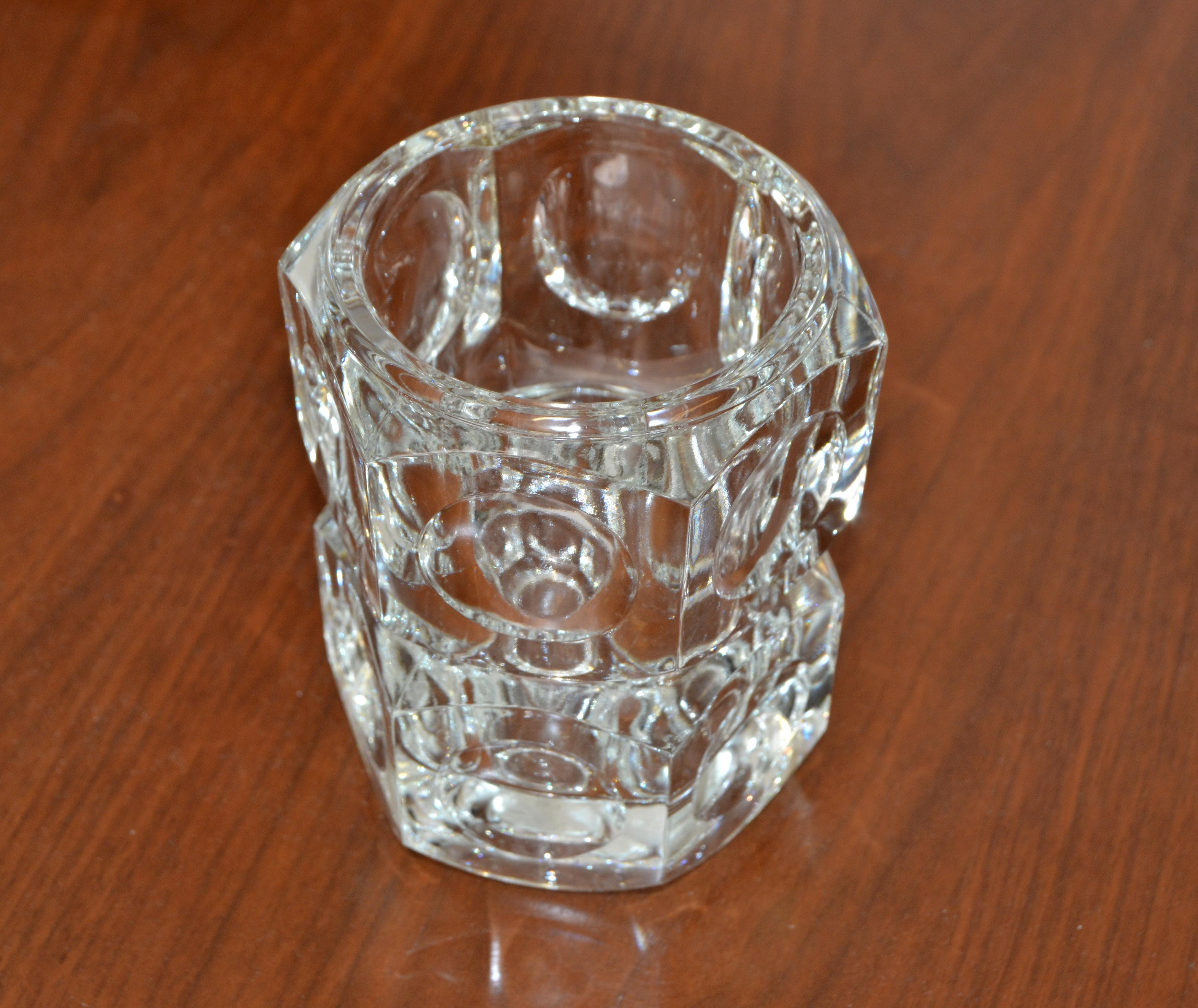 Danish  Orrefors Scandinavian Modernist Transparent Blown Crystal Glass Bubble Vase 60s For Sale