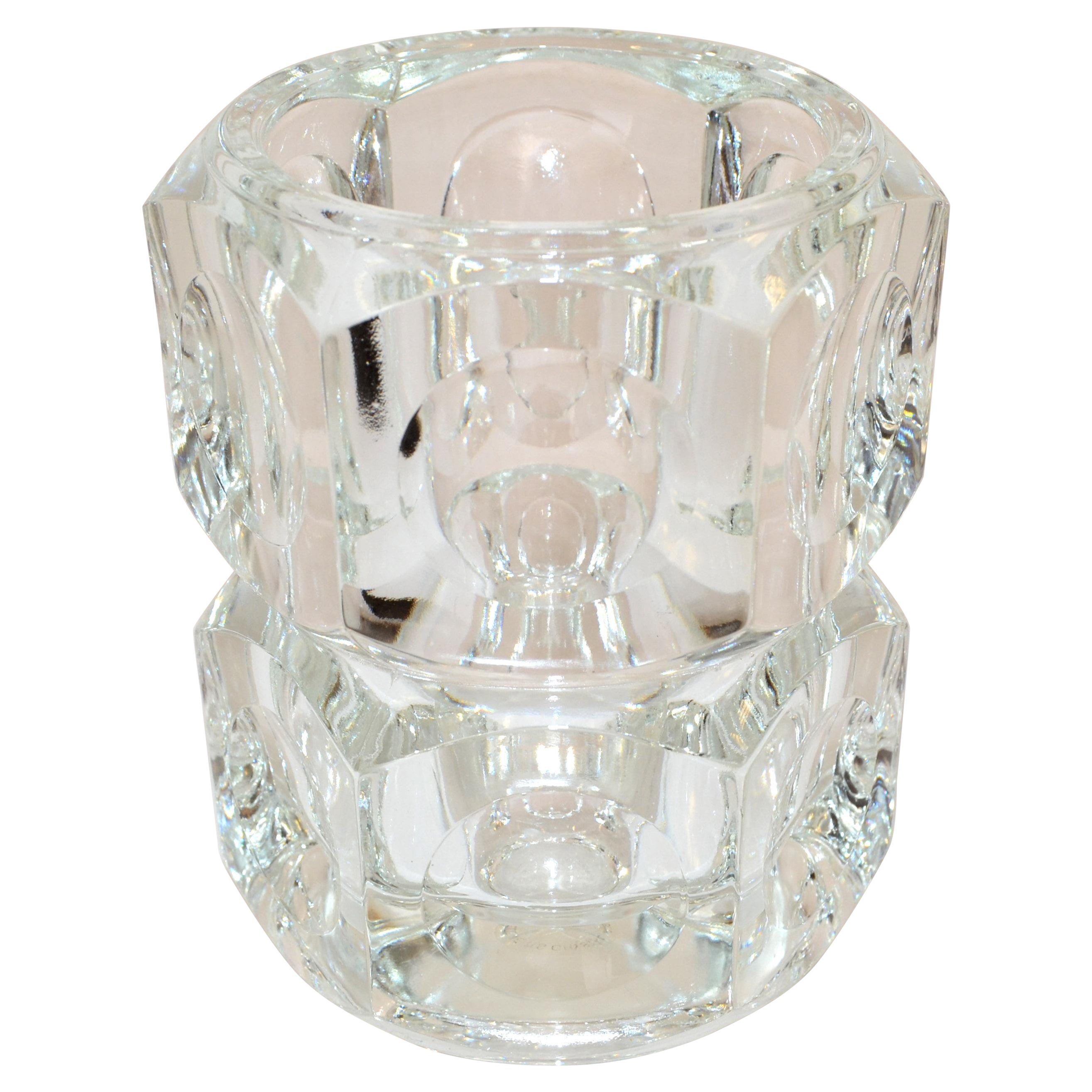 Vase bulle moderniste scandinave en cristal soufflé transparent Orrefors, années 60