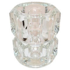 Orrefors Scandinavian Modernist Transparent Blown Crystal Glass Bubble Vase 60s