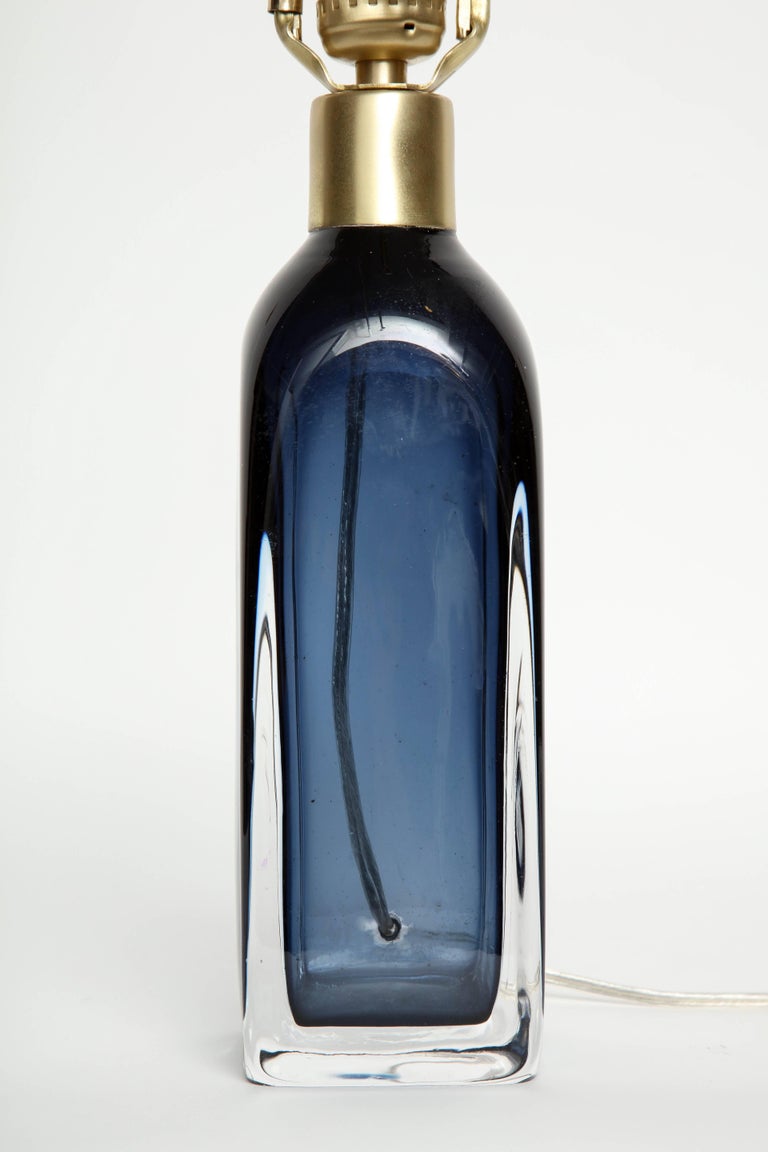 Orrefors Smoked Blue Crystal Lamps For Sale at 1stdibs
