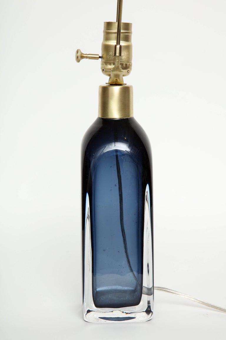 Orrefors Smoked Blue Crystal Lamps For Sale at 1stdibs