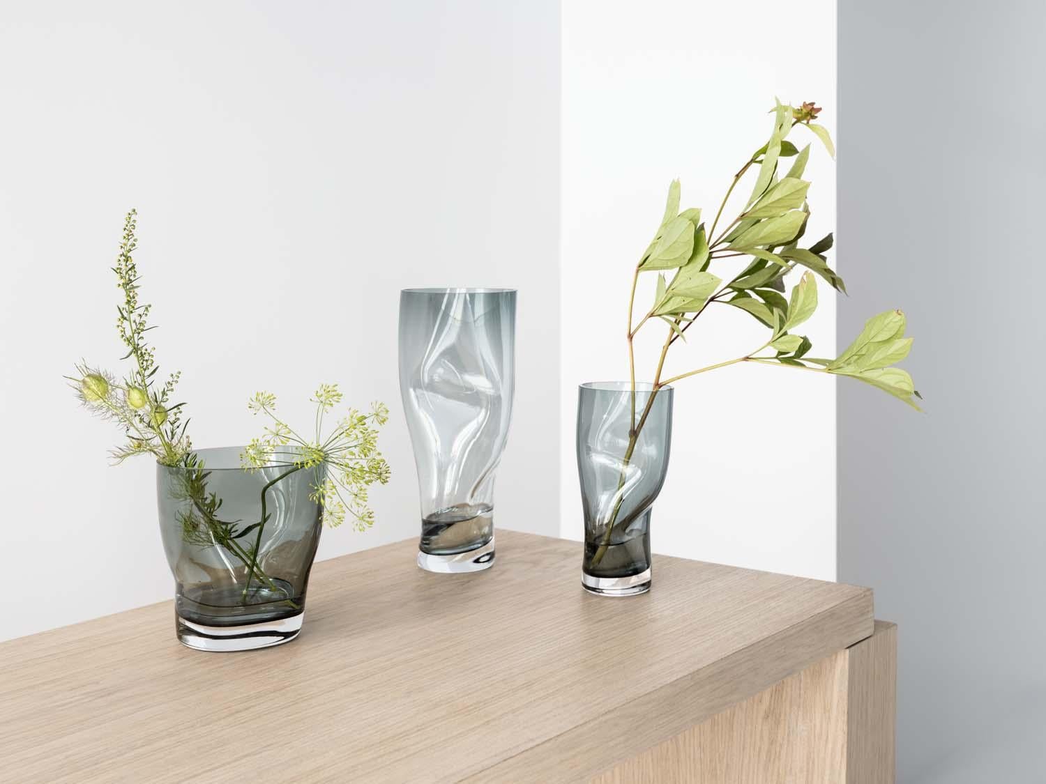 Polacco Orrefors Squeeze Vase Blu/Grigio Piccolo in vendita
