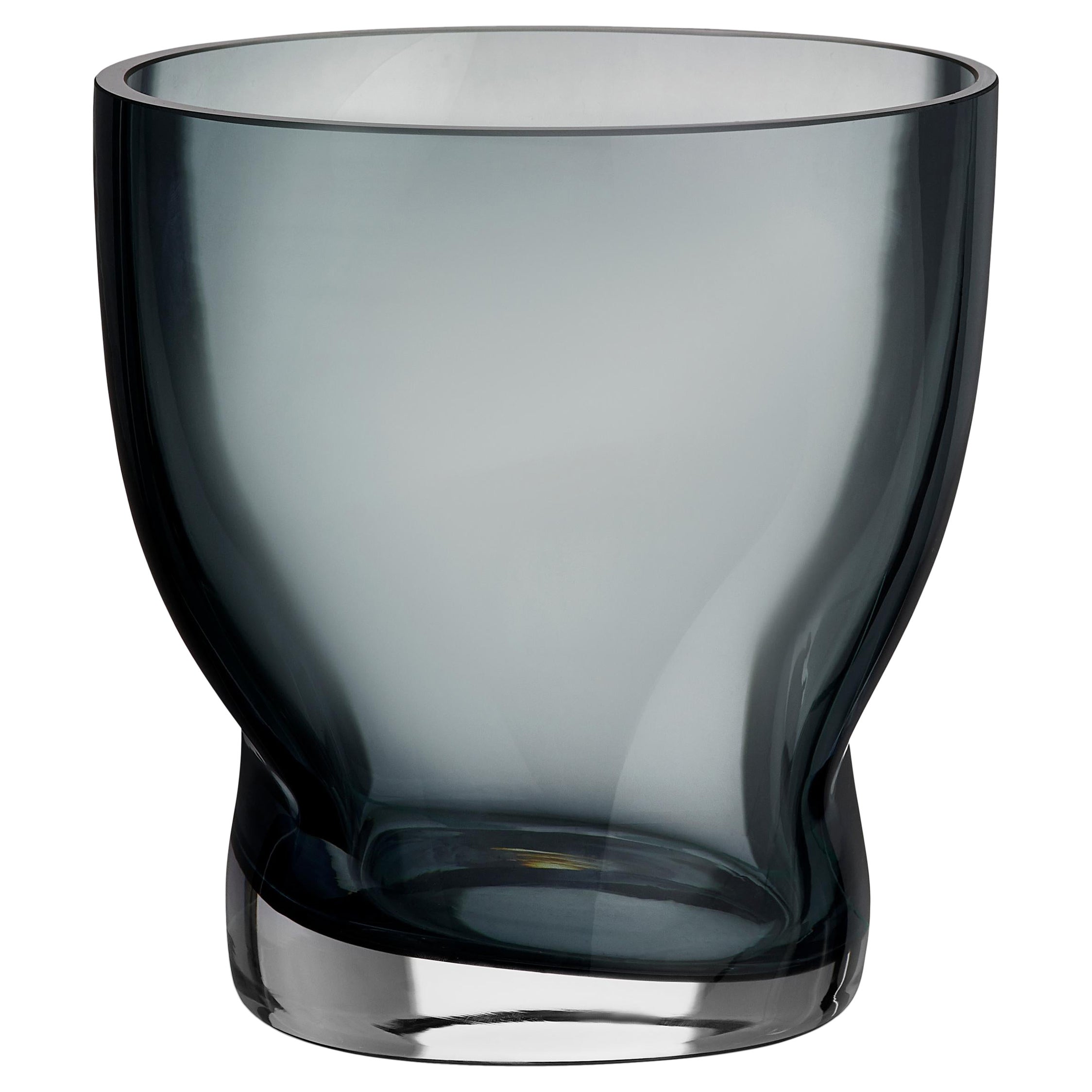 Squeeze-Vase in Blau/Grau mit Tulpen von Orrefors