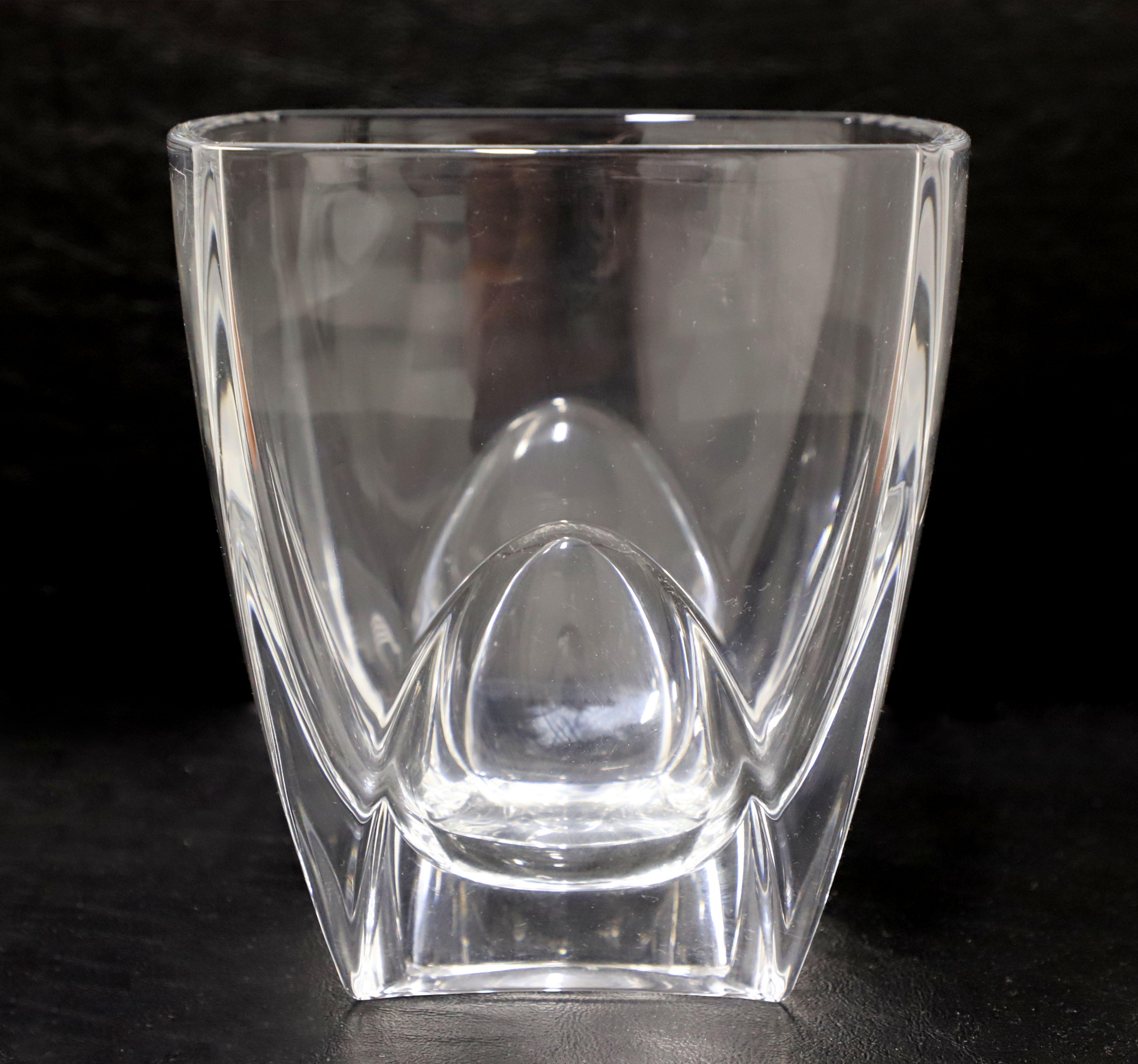 ORREFORS Suède Vase carré en cristal clair de 7