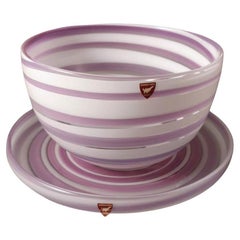 Vintage Orrefors Sweden Bowl With Colored Crystal Dish