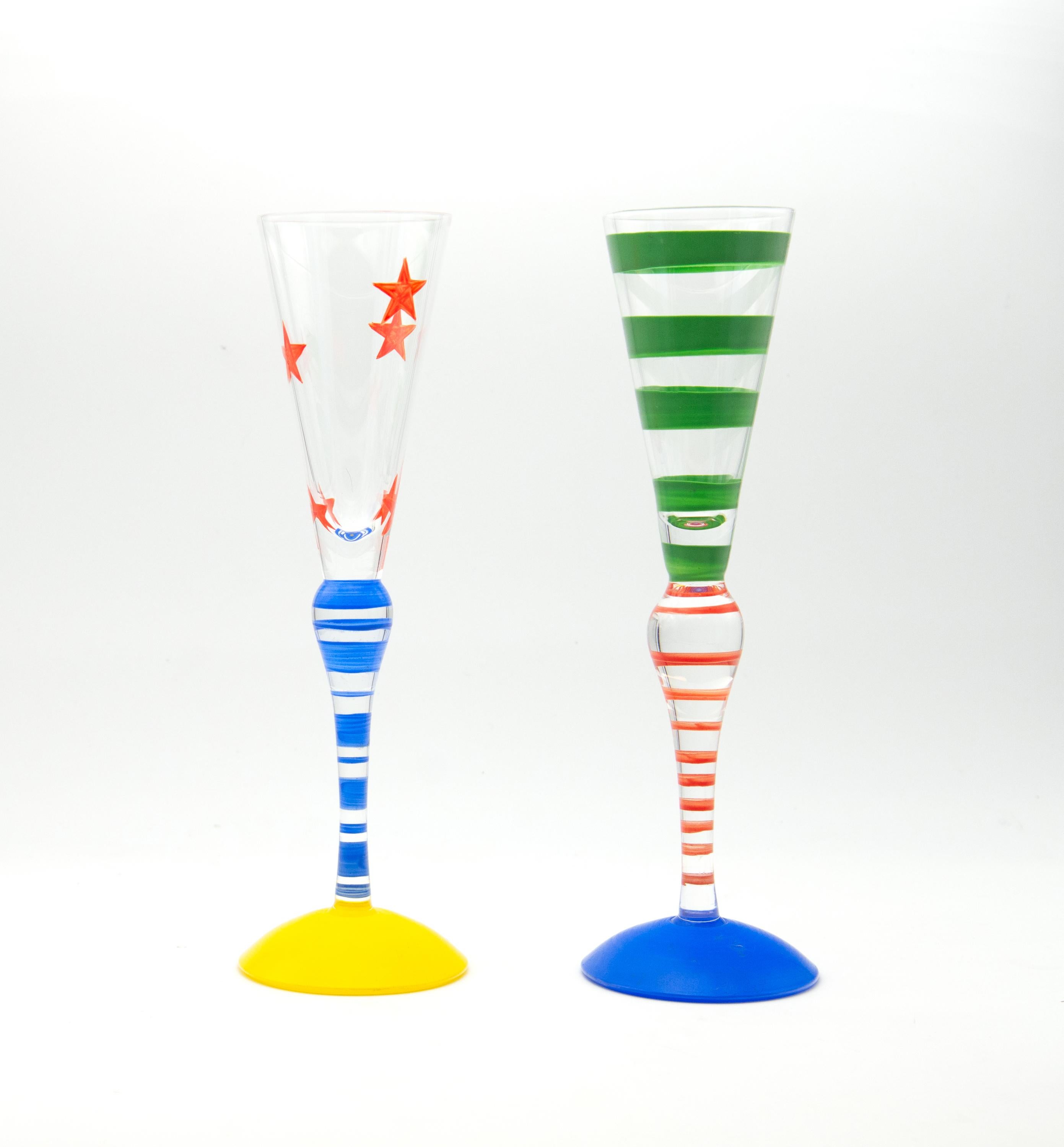 Swedish Orrefors Sweden Champagne Flutes 