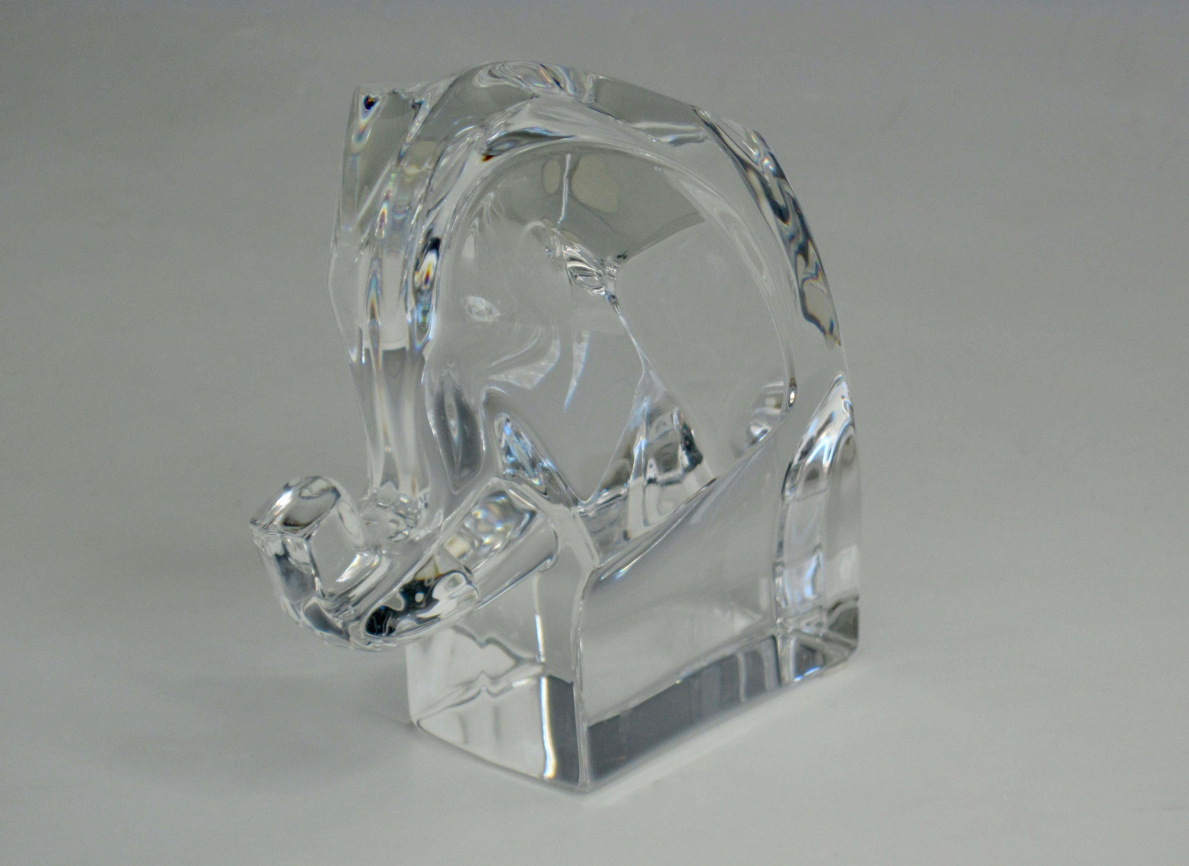 Orrefors Sweden Crystal Elephant Paperweight Desk Accessory 3