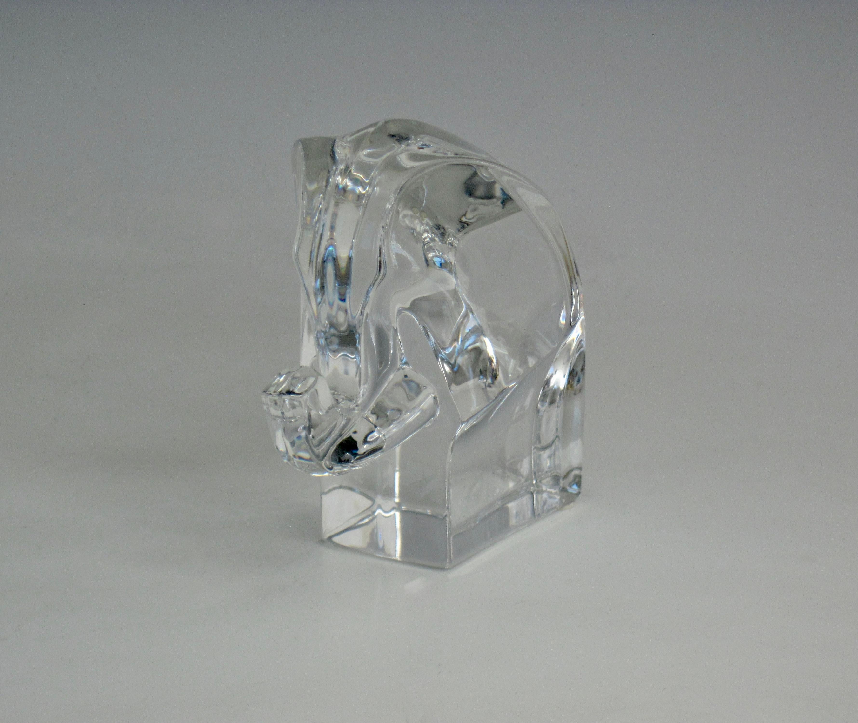 Mid-Century Modern Orrefors Sweden Crystal Elephant Paperweight Desk Accessory