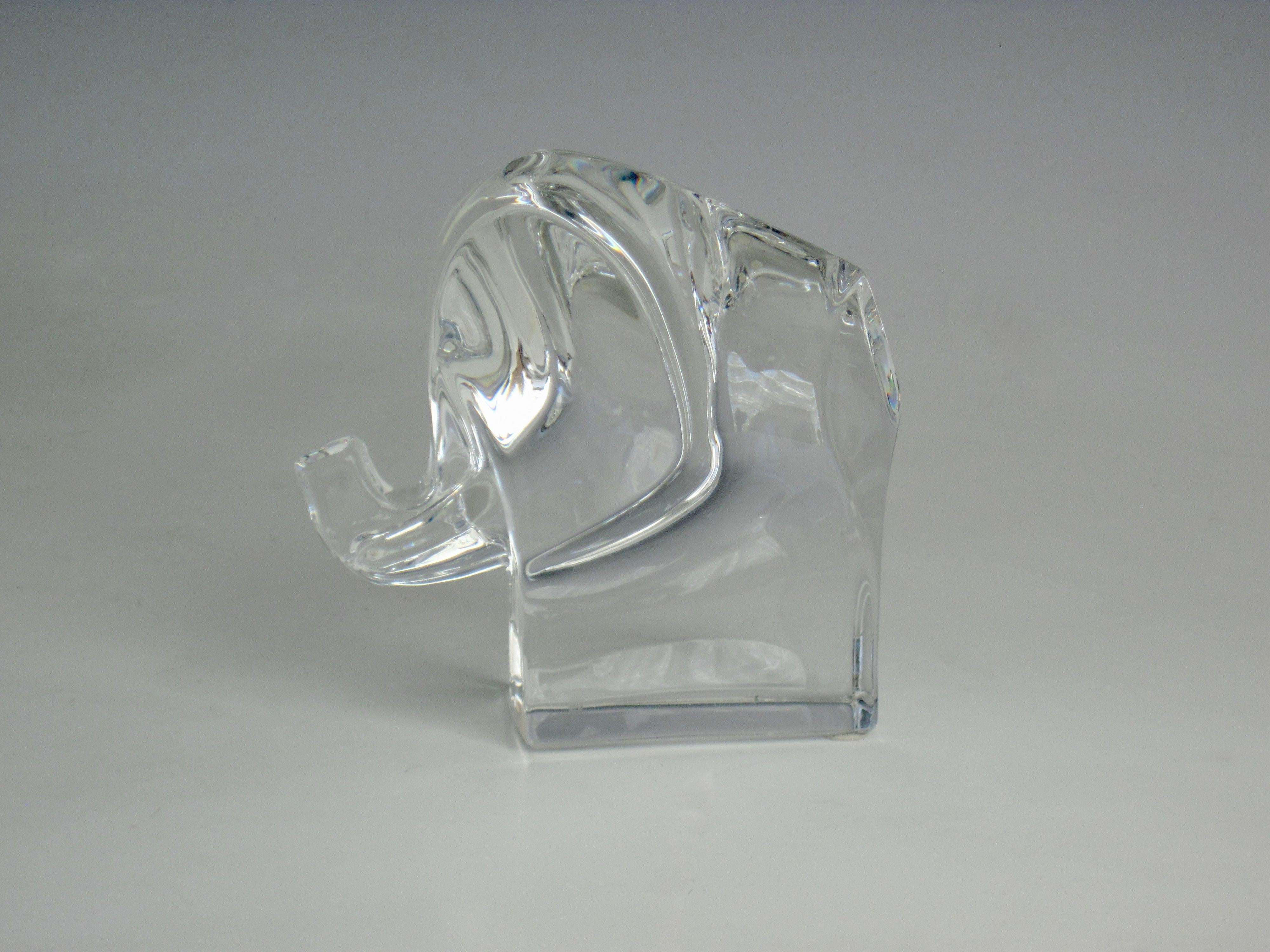 Swedish Orrefors Sweden Crystal Elephant Paperweight Desk Accessory