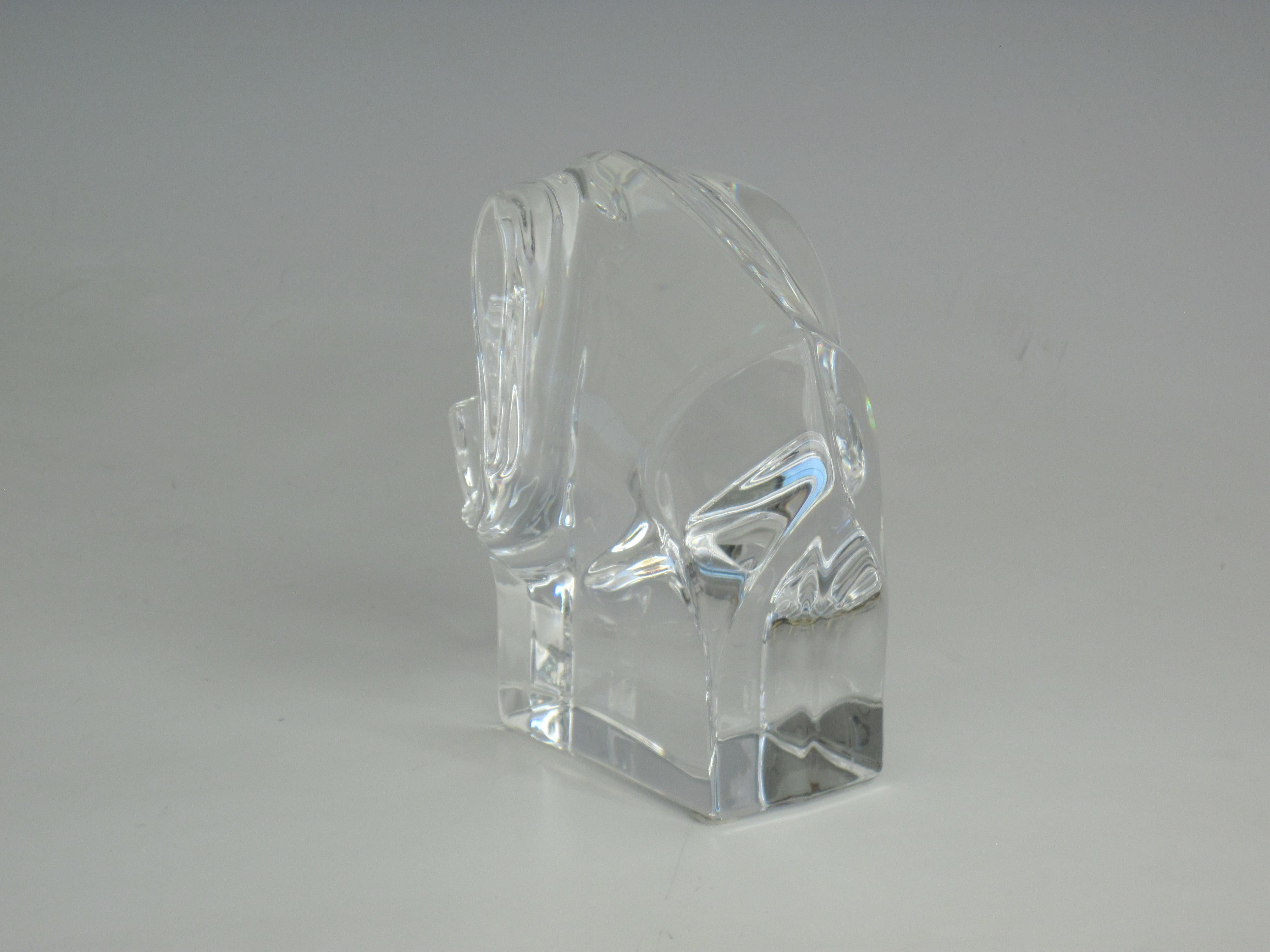 Etched Orrefors Sweden Crystal Elephant Paperweight Desk Accessory