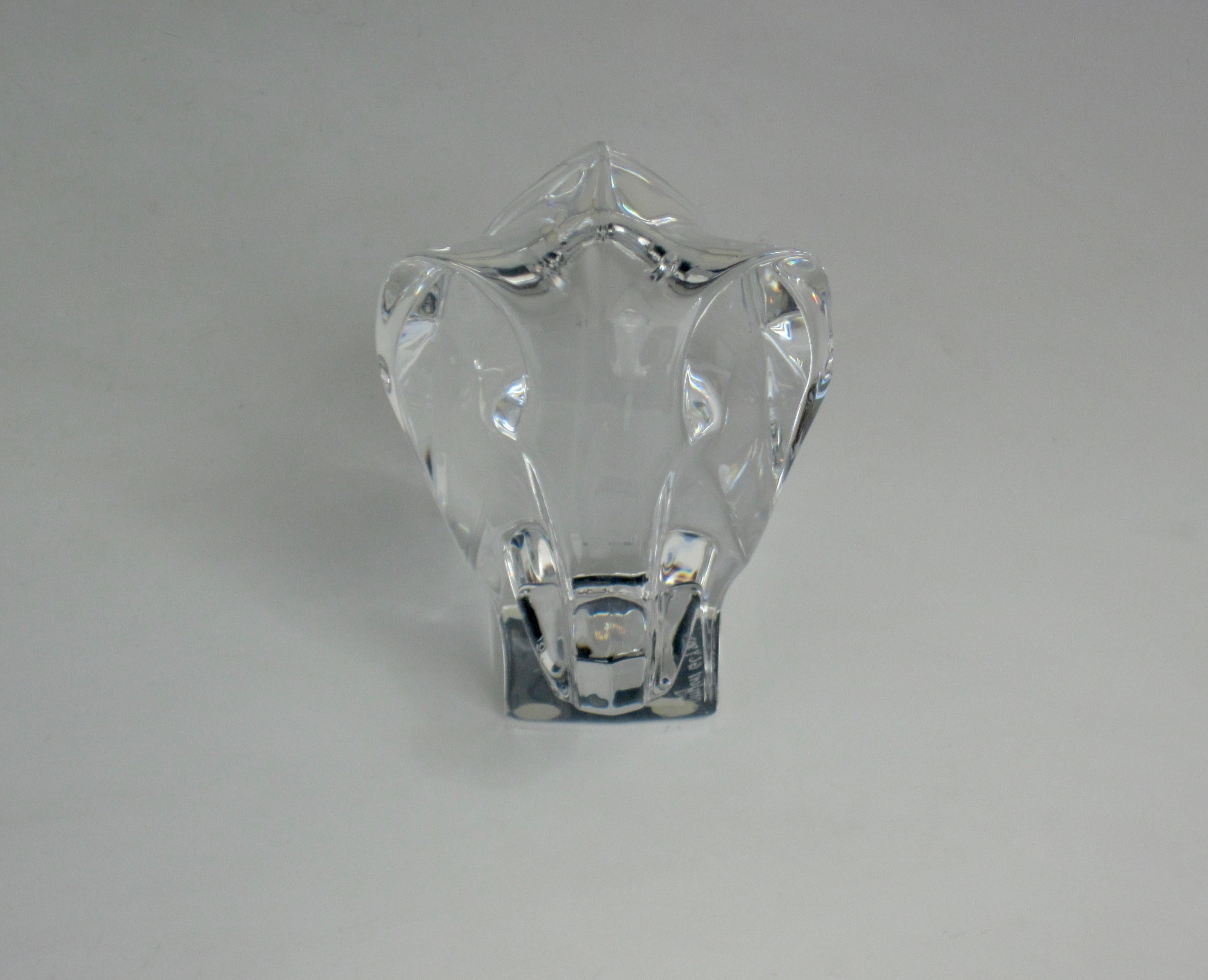 20th Century Orrefors Sweden Crystal Elephant Paperweight Desk Accessory