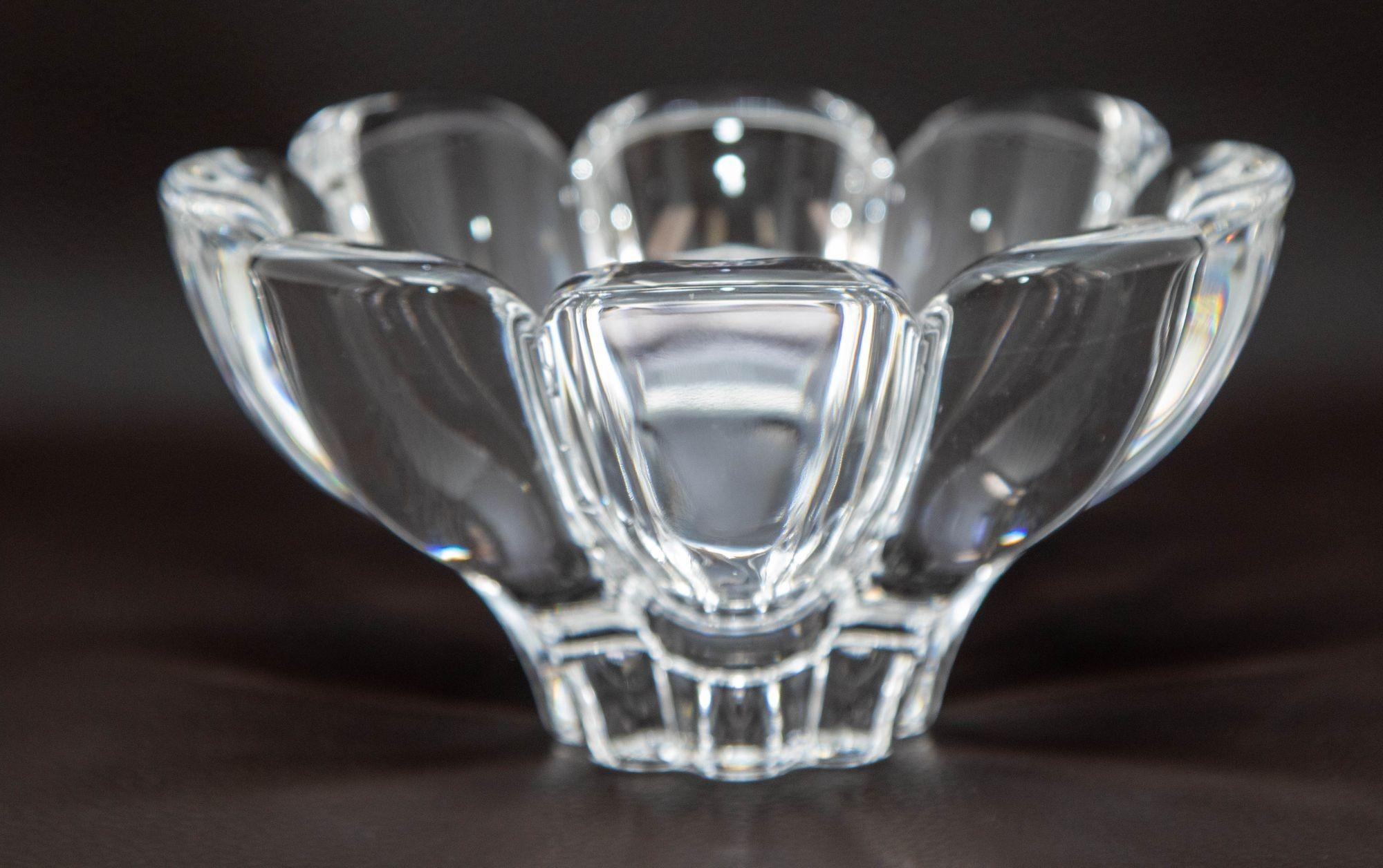 Orrefors Sweden Crystal Flower Petal Shaped Bowl Dish 1980s 4