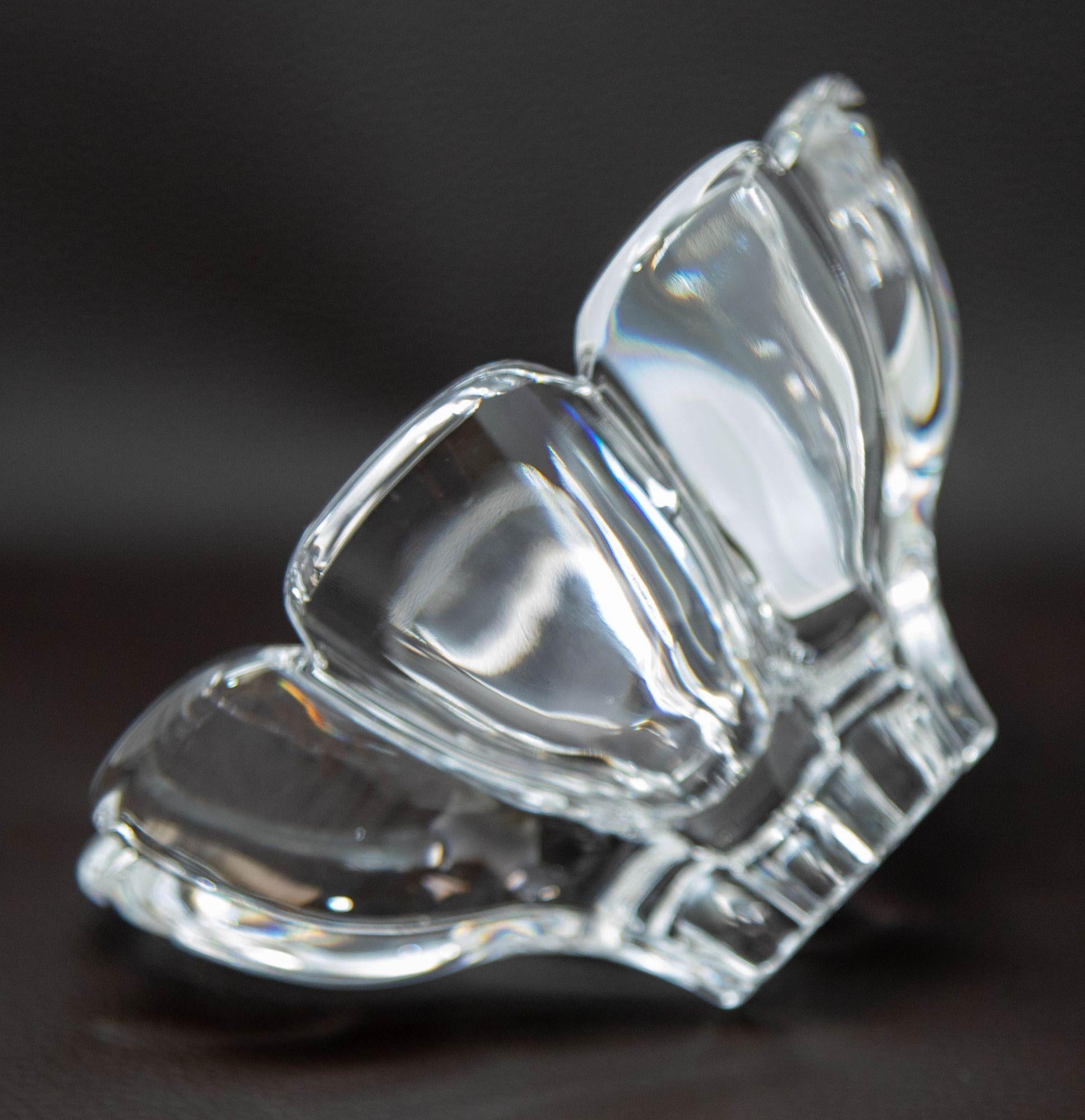 20th Century Orrefors Sweden Crystal Flower Petal Shaped Bowl Dish 1980s