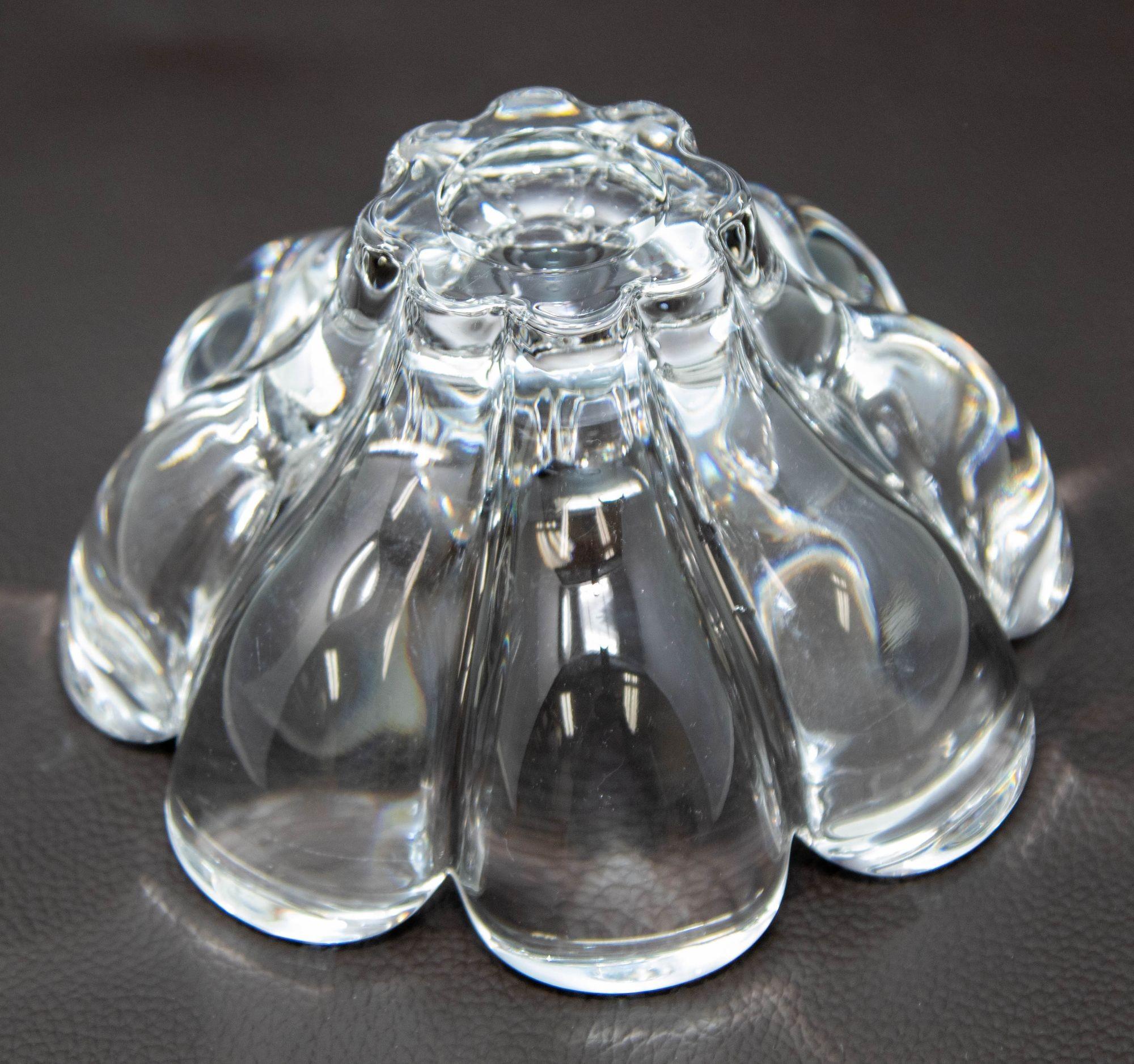 Orrefors Sweden Crystal Flower Petal Shaped Bowl Dish 1980s 2