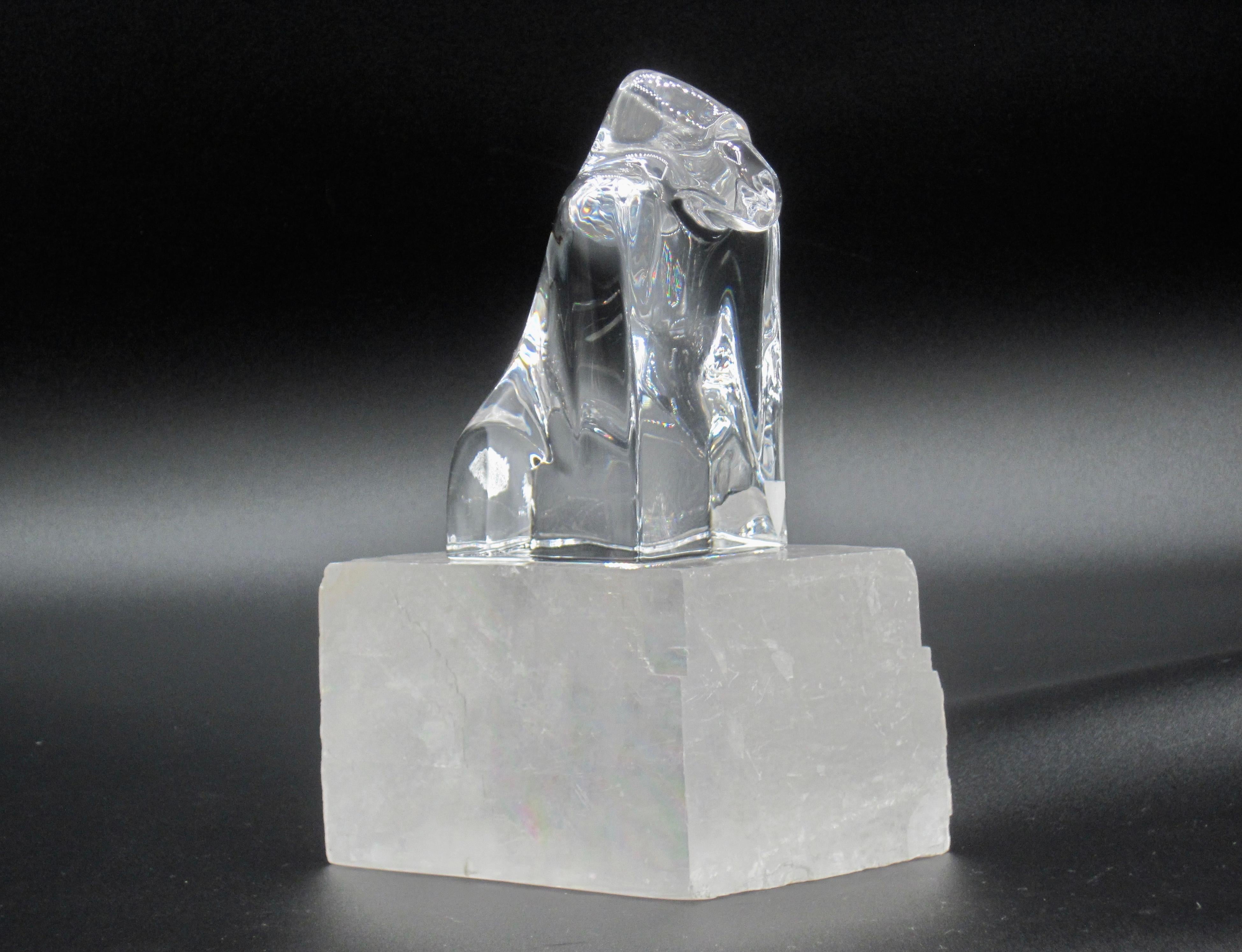 Orrefors Sweden Crystal Gorilla paperweight figurine. 
Original label intact, etched signature, Orrefors GC 480715.