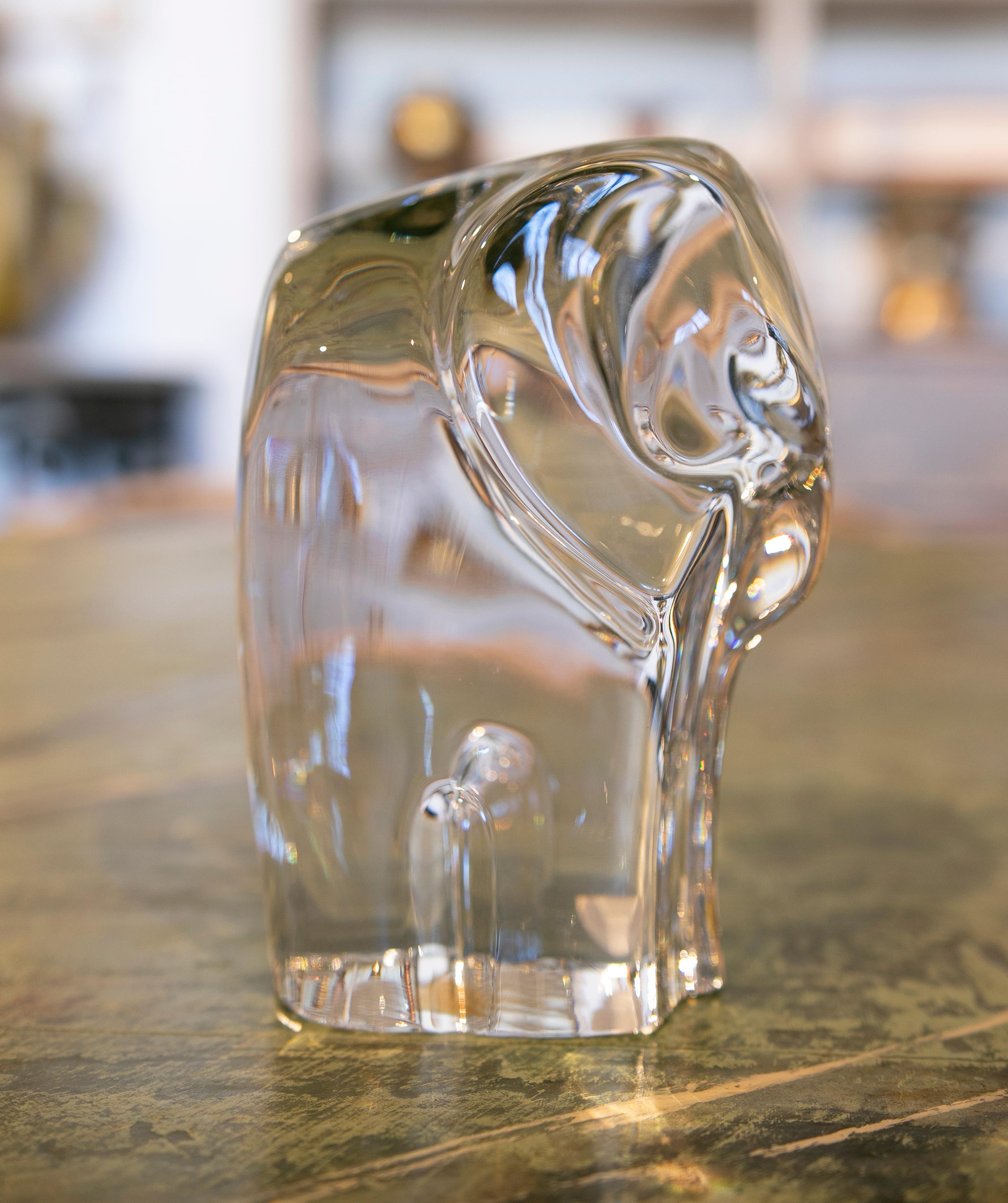 Fin du 20e siècle Orrefors Suède Éléphant en verre signé par l'artiste Olle Alberius en vente