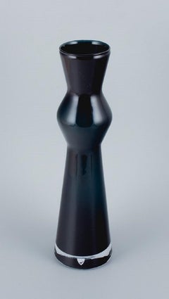 Orrefors, Sweden, Large Art Glass Vase in Blue Tones, Approx. 1970s/1980s.