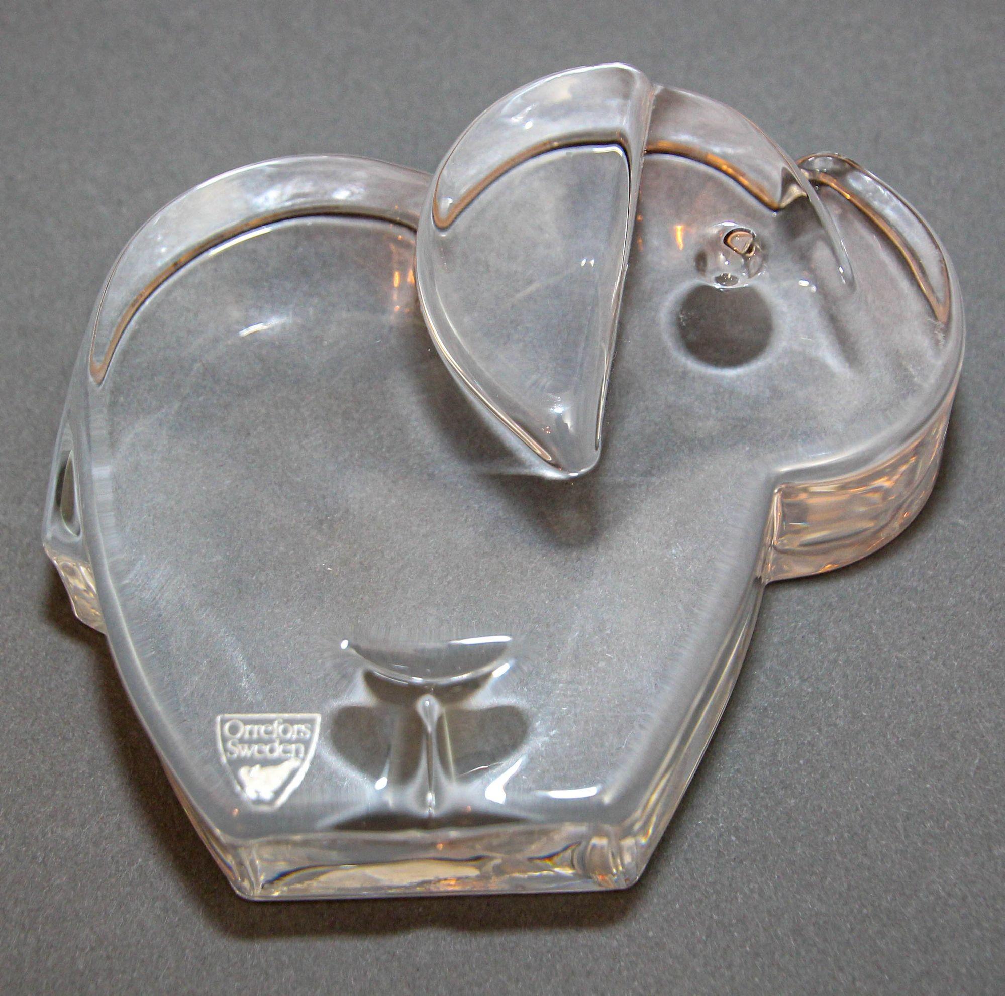 Orrefors Schweden Martti Rytkönen Kristall Elefant Orrefors Glas Briefbeschwerer im Angebot 9