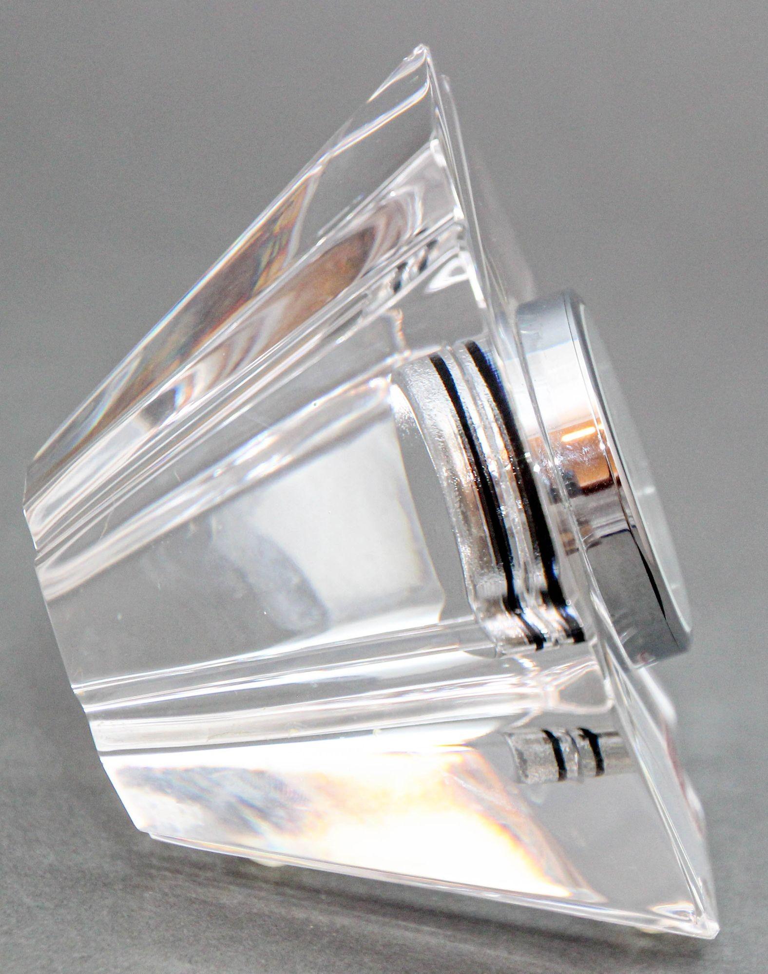 Orrefors Sweden Orion Crystal Desk Clock Paperweight 1970s 5