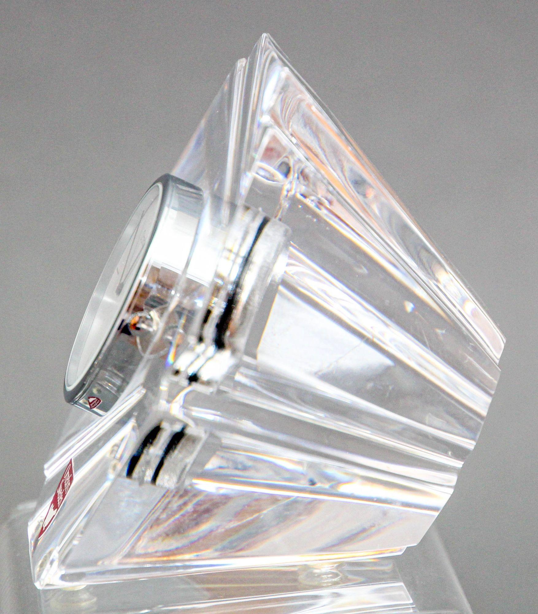 Swedish Orrefors Sweden Orion Crystal Desk Clock Paperweight 1970s