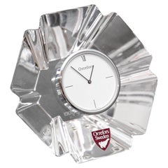 Orrefors Sweden Orion Crystal Desk Clock Paperweight 1970s