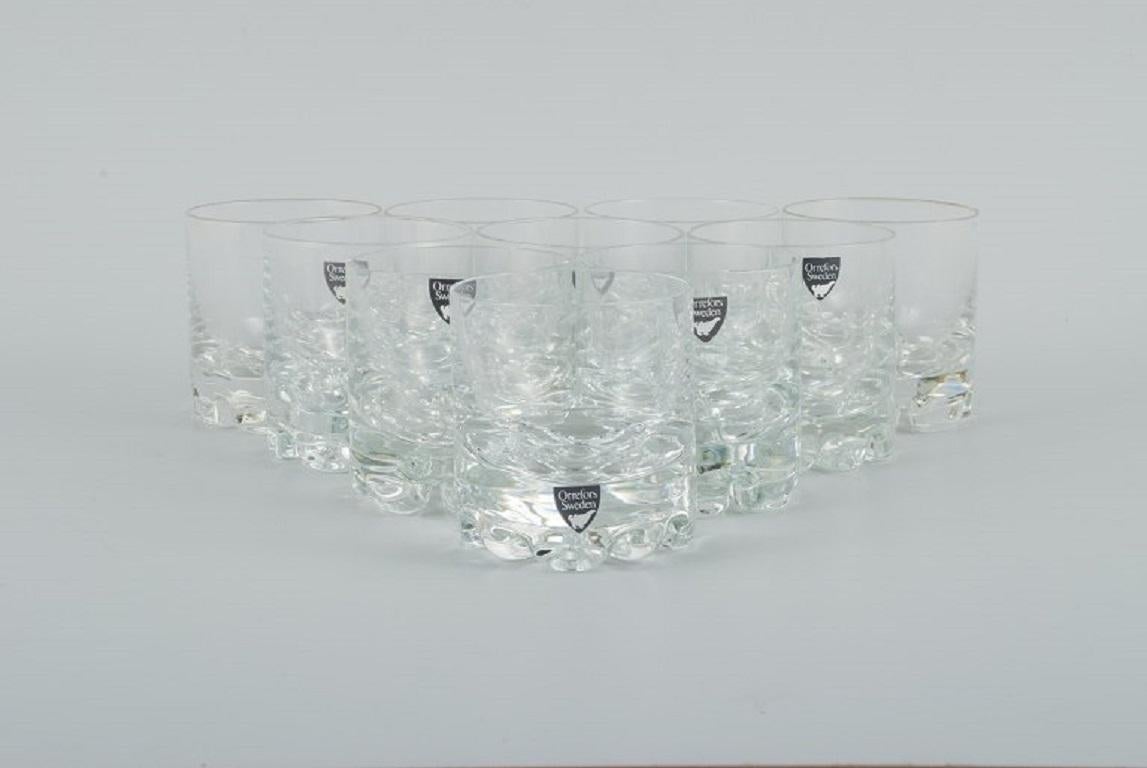 Orrefors. Swedish art glass.
A set of 10 whiskey glasses.
In perfect condition.
Sticker.
Approx. 1980.
Dimensions: H 7.0 x D 6.5 cm.