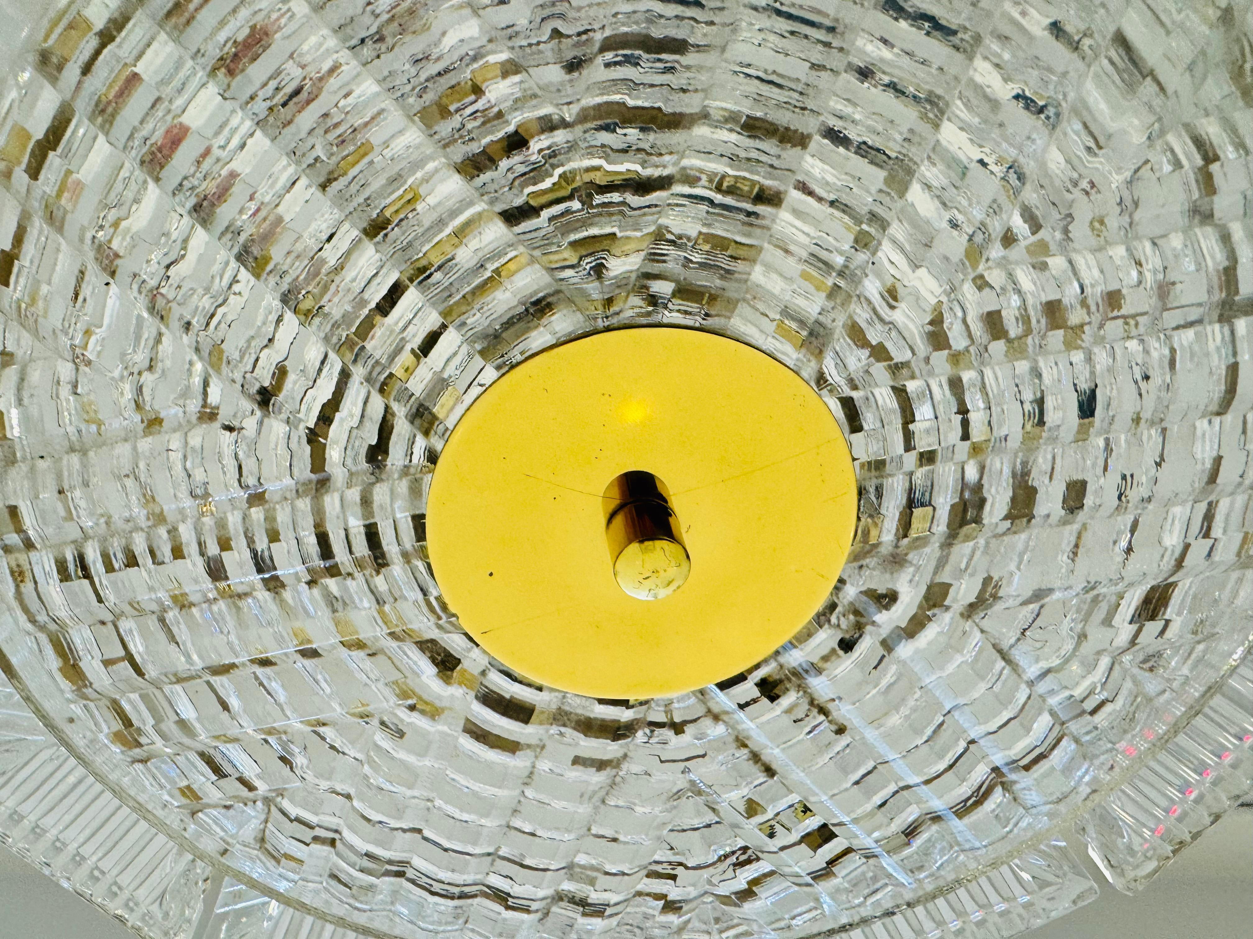 Orrefors Swedish Crystal Carl Fagerlund 1960s Mid Century Flush Ceiling Pendant For Sale 6
