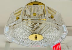 Orrefors Swedish Crystal Carl Fagerlund 1960s Mid Century Flush Ceiling Pendant