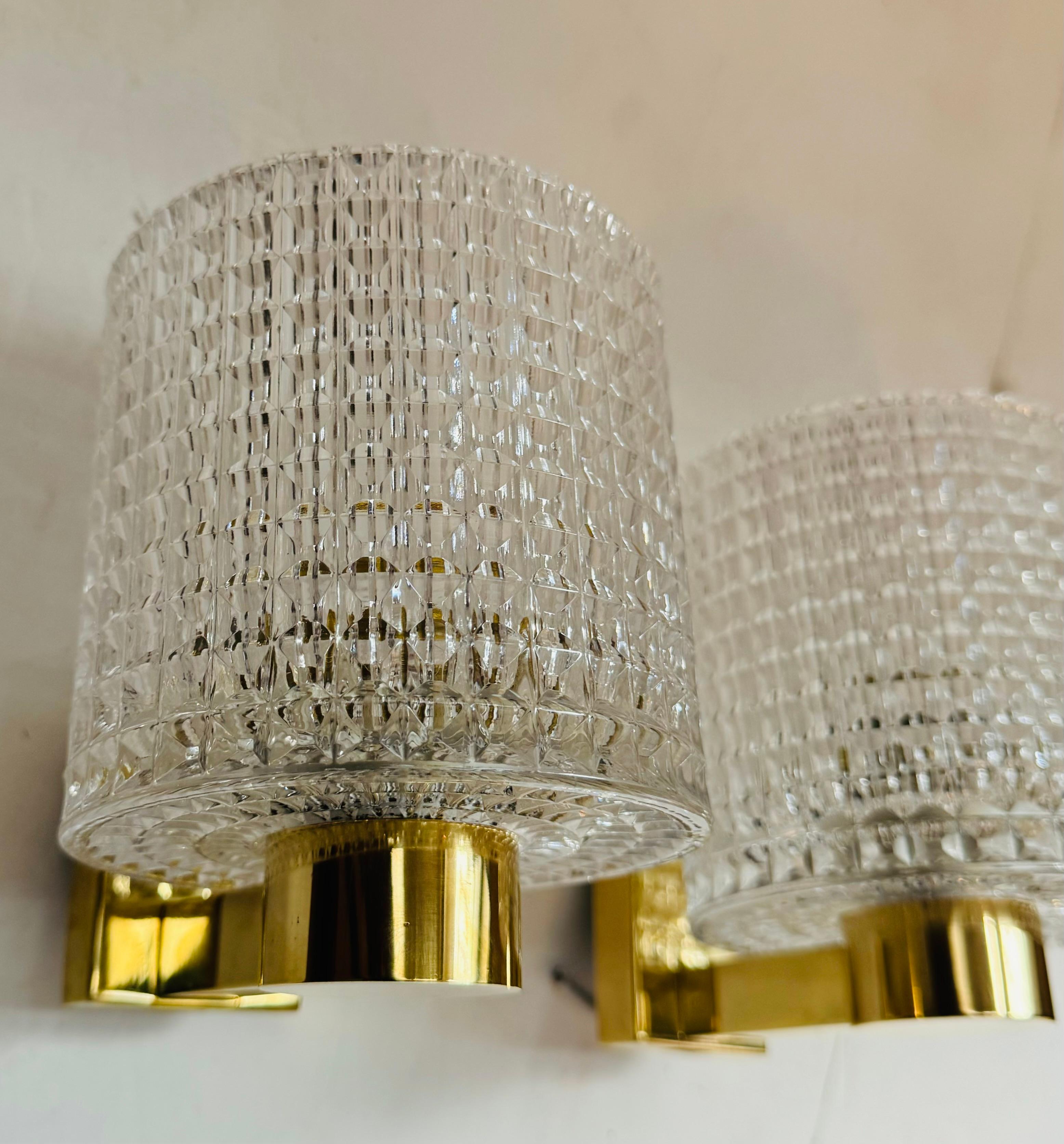 Mid-Century Modern Orrefors Swedish Crystal Carl Fagerlund 1960s Mid Century Flush Ceiling Pendant For Sale